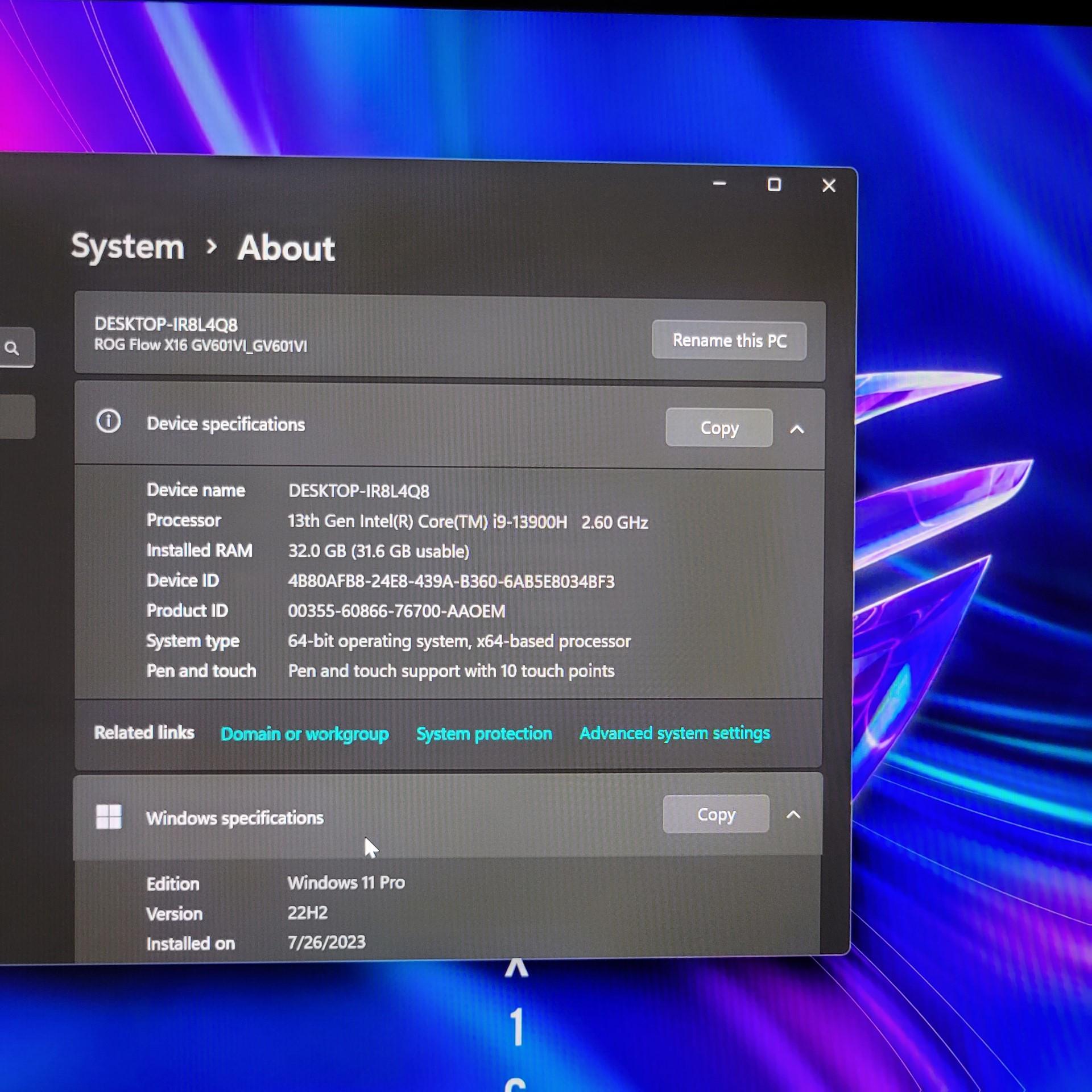 ASUS ROG Flow X16 Gaming Laptop QHD+ RTX 4070 Intel Core i9 32GB RAM 1TB SSD