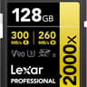 Lexar 128GB Professional 2000x SD Card, UHS-II, C10, U3, V90