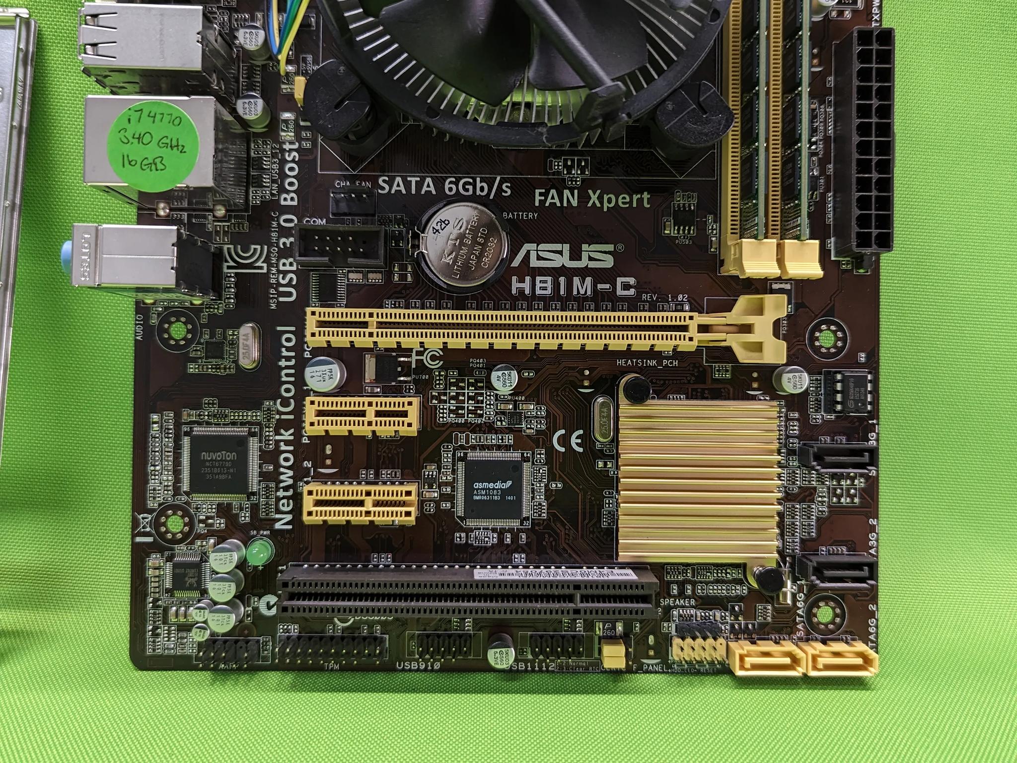 ASUS H81M-C Motherboard Combo + i7-4770 3.40 Ghz + 16GB RAM + Cooler/IO Shield mATX