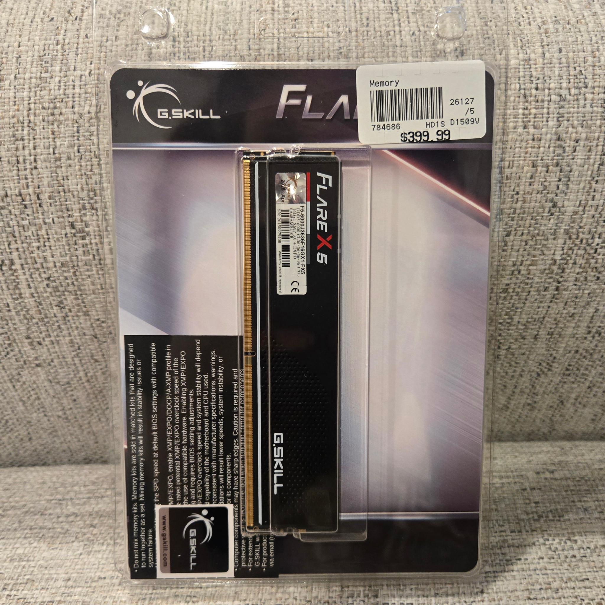 1x16GB DDR5-6000 C36 DIMM (G.Skill FlareX5) -BNIB