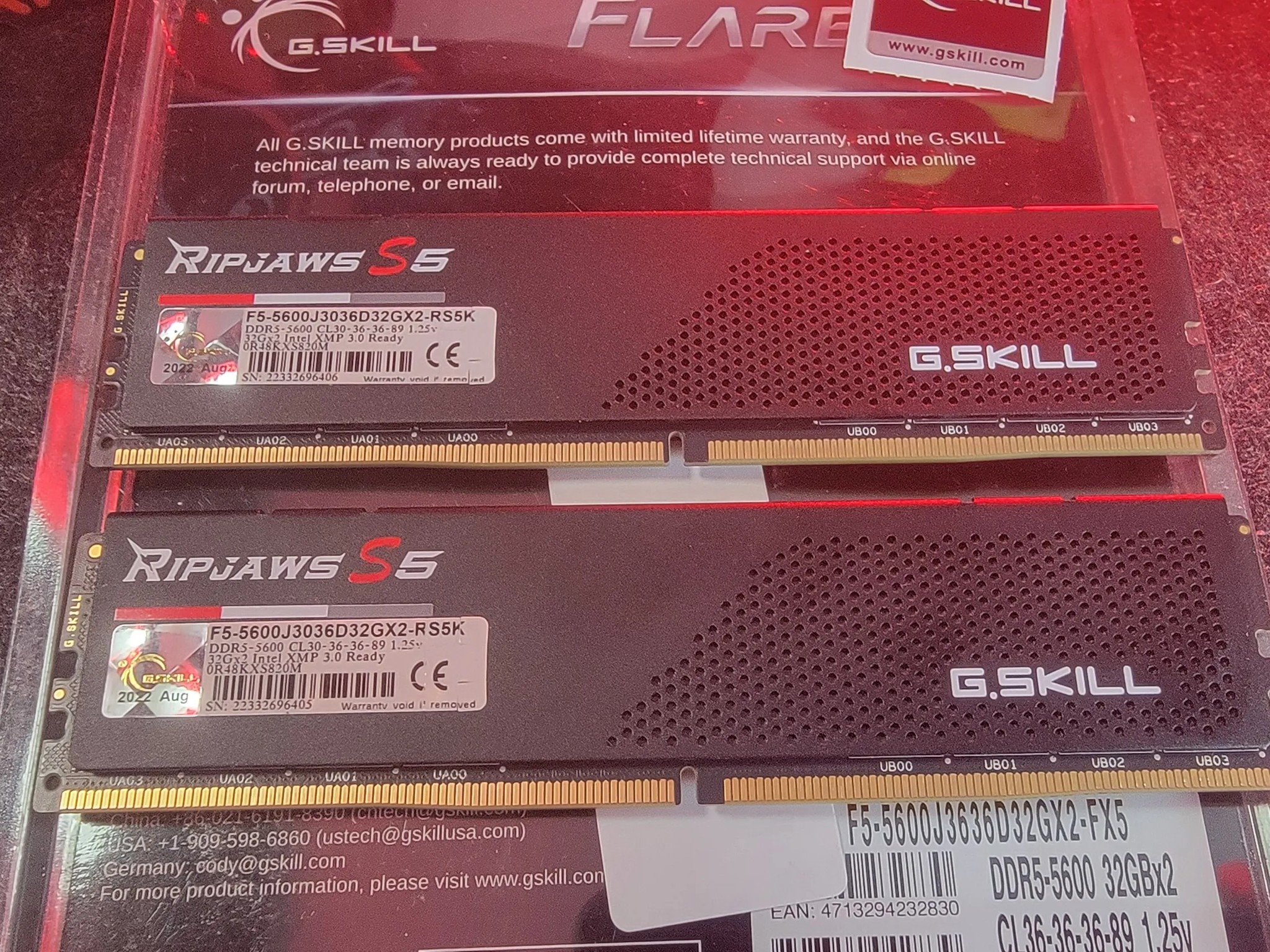 G.Skill Ripjaws S5 DDR5-5600 CL30-36-36-89 64GB (2x32GB)