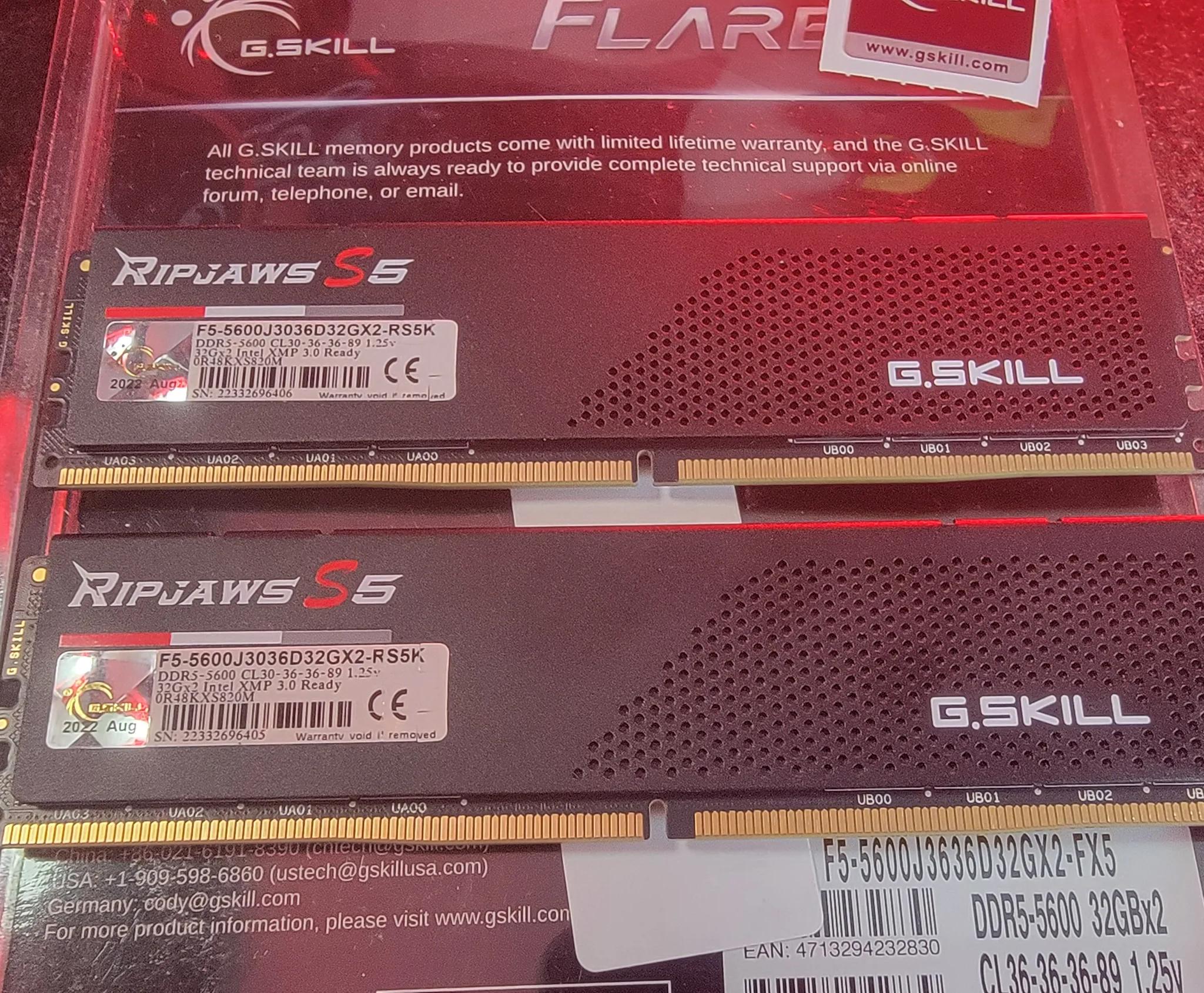 G.Skill Ripjaws S5 DDR5-5600 CL30-36-36-89 64GB (2x32GB)