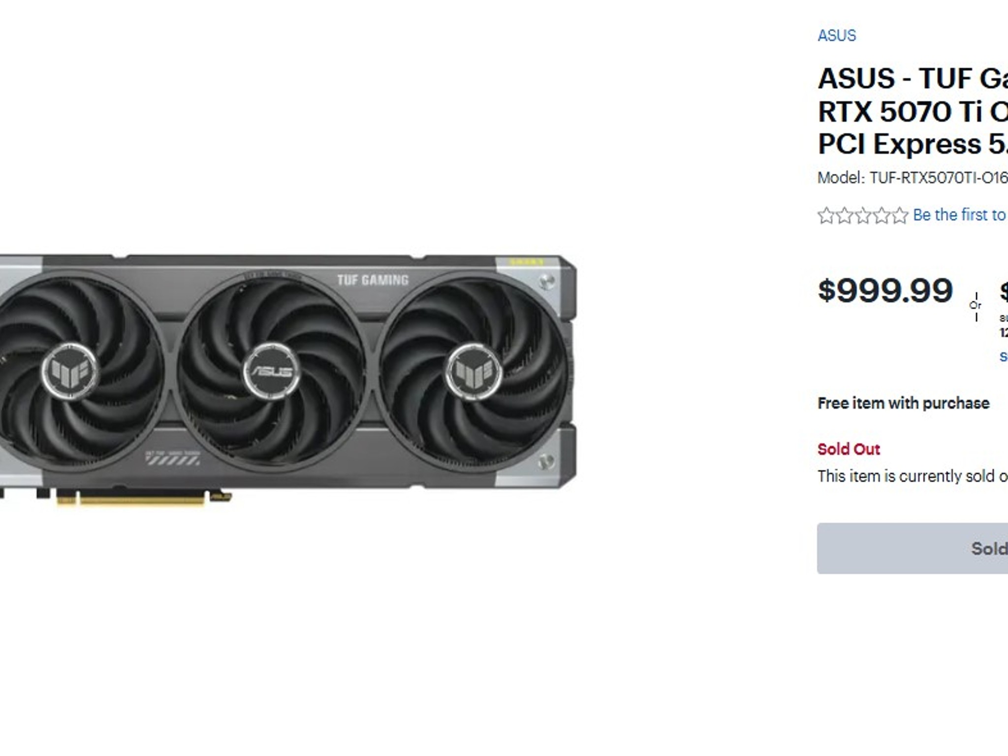 ASUS TUF Gaming GeForce RTX 5070 Ti OC Edition 16GB