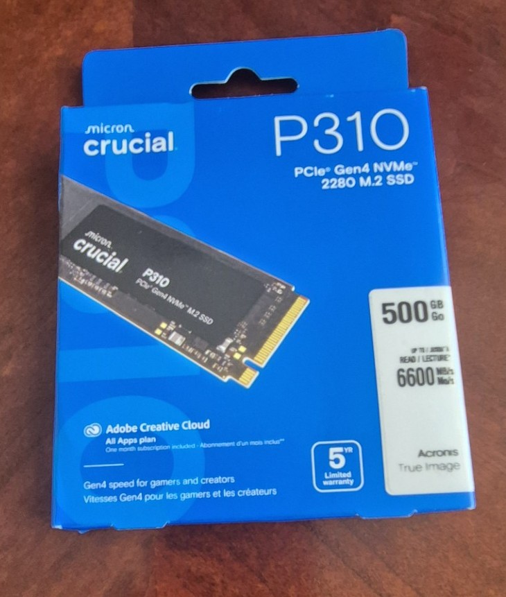 Crucial P310 500GB SSD, PCIe Gen4 NVMe M.2 2280, Up to 6,600MB/s