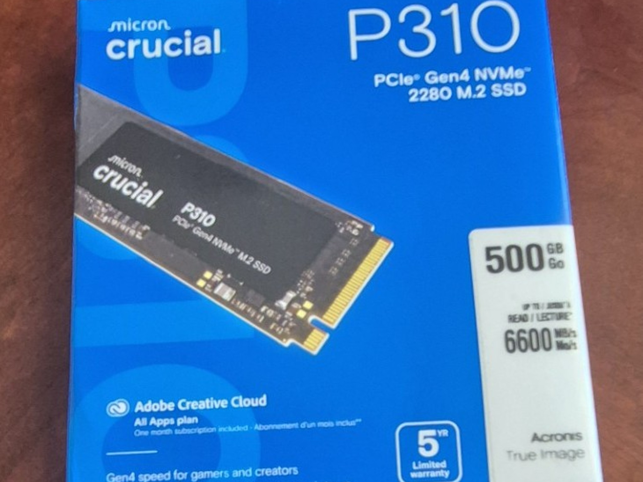 Crucial P310 500GB SSD, PCIe Gen4 NVMe M.2 2280, Up to 6,600MB/s- Open Box