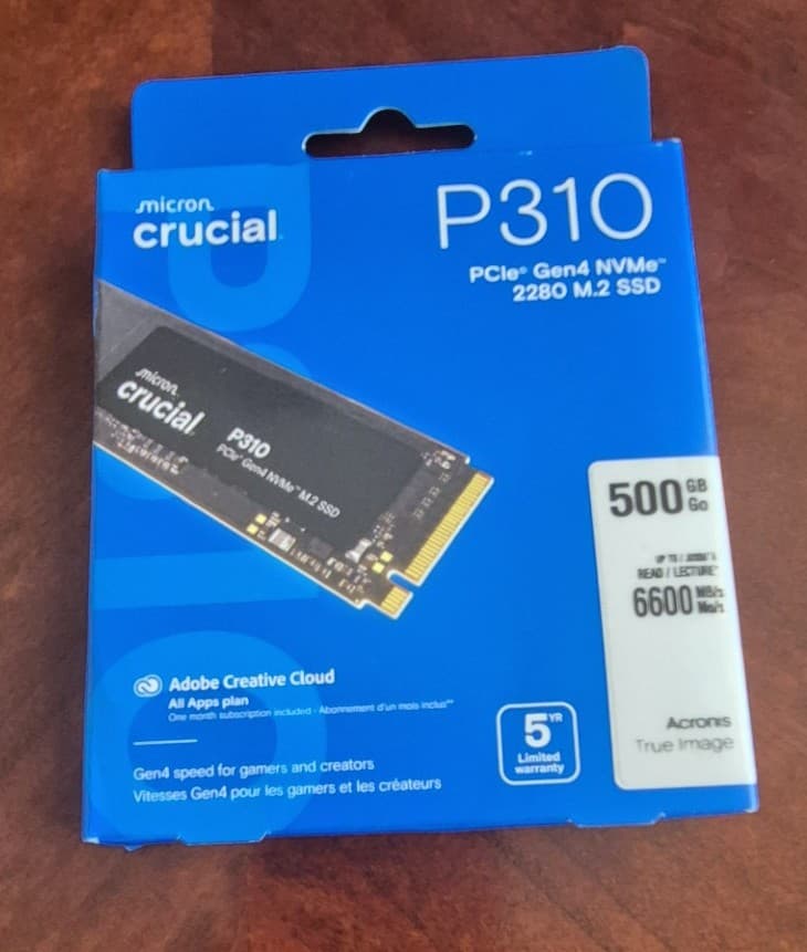 Crucial P310 500GB SSD, PCIe Gen4 NVMe M.2 2280, Up to 6,600MB/s- Open Box