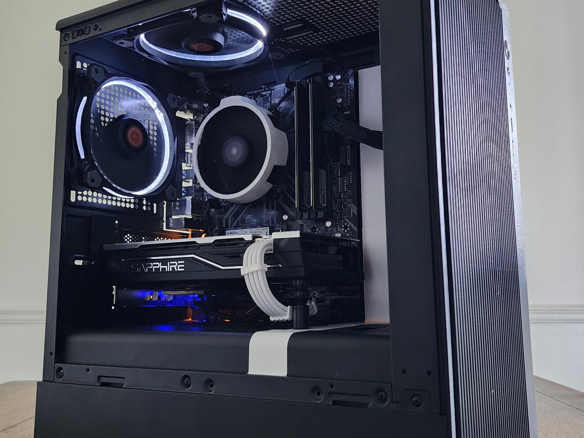 Black + White Gaming PC | Ryzen 5 | RX 580 8GB | 16GB | 1TB | Wi-Fi + BT | 550W 80+ Bronze
