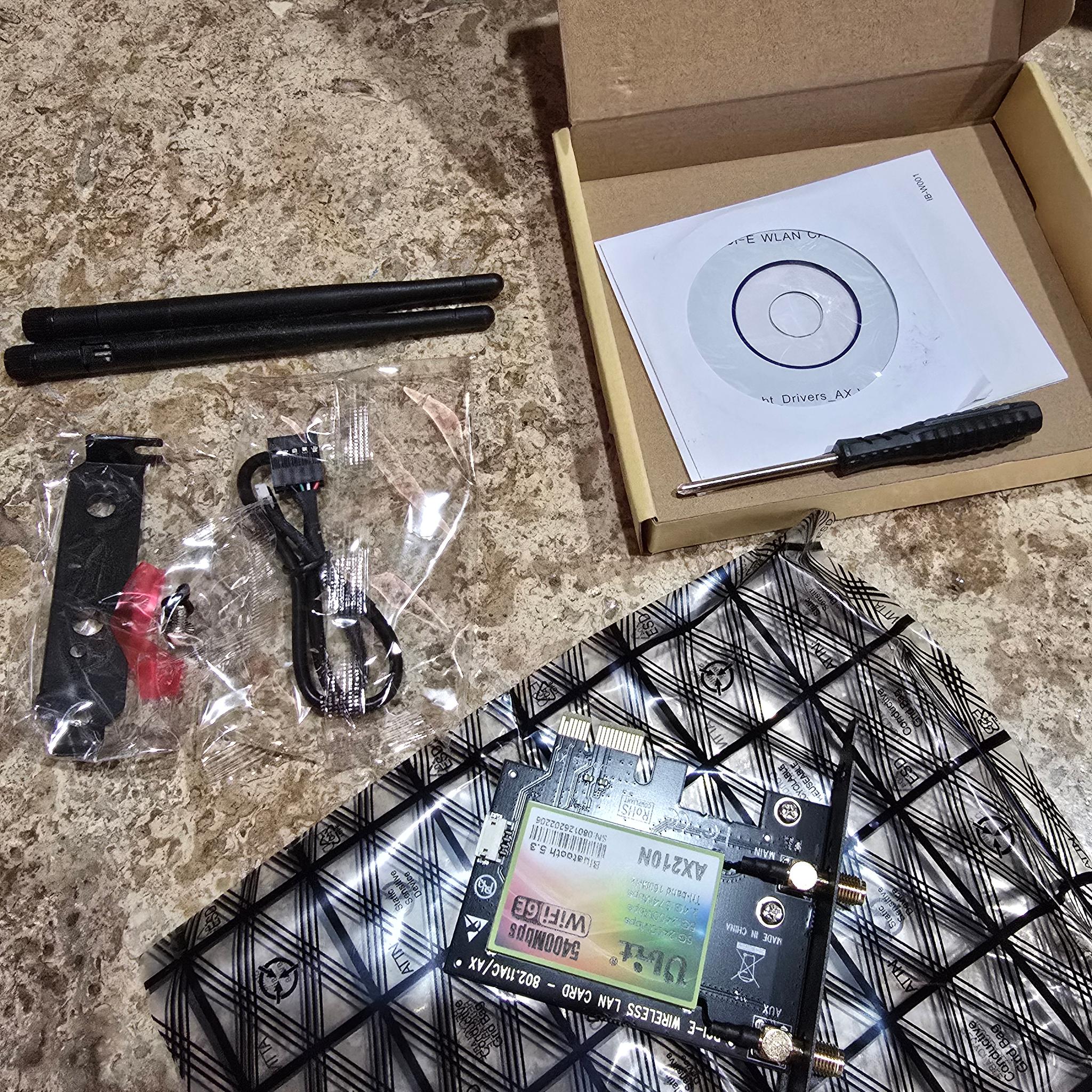WiFi Card AX 5400Mbps 6E PCIe WiFi Card, Bluetooth 5.2, Intel WiFi 6E AX210 Chip, 6G/5G/2.4G PCIe