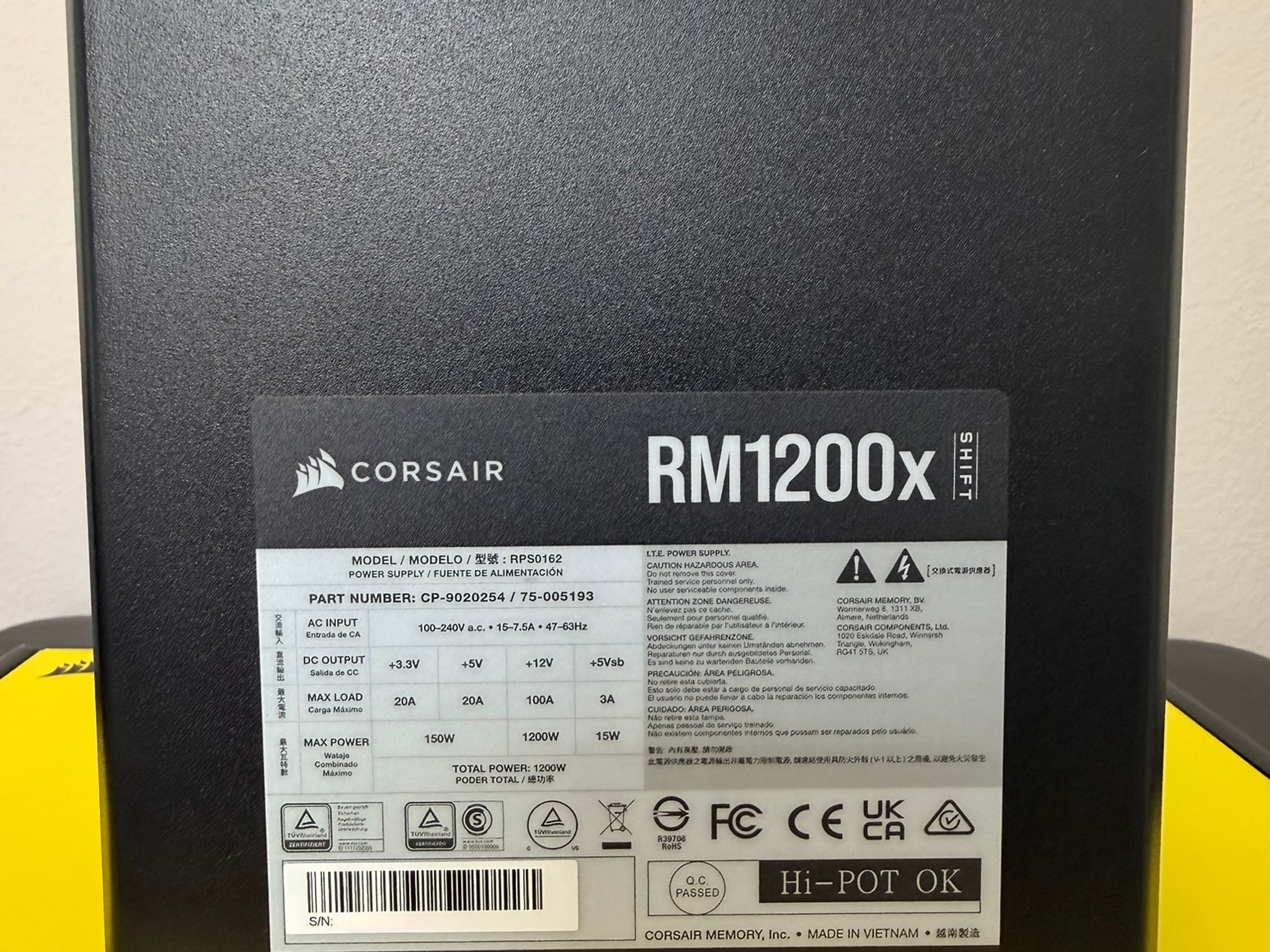 Corsair RM1200x SHIFT 1200W ATX 3.1 PSU | Box + All Cables | Mint Condition