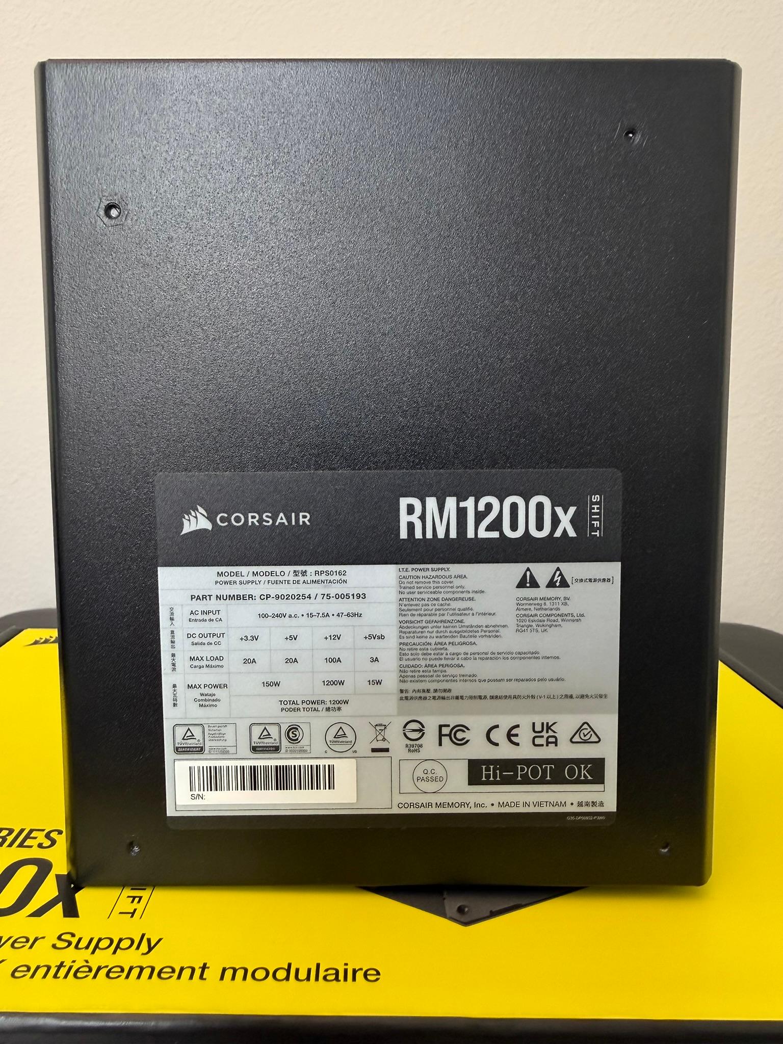 Corsair RM1200x SHIFT 1200W ATX 3.1 PSU | Box + All Cables | Mint Condition