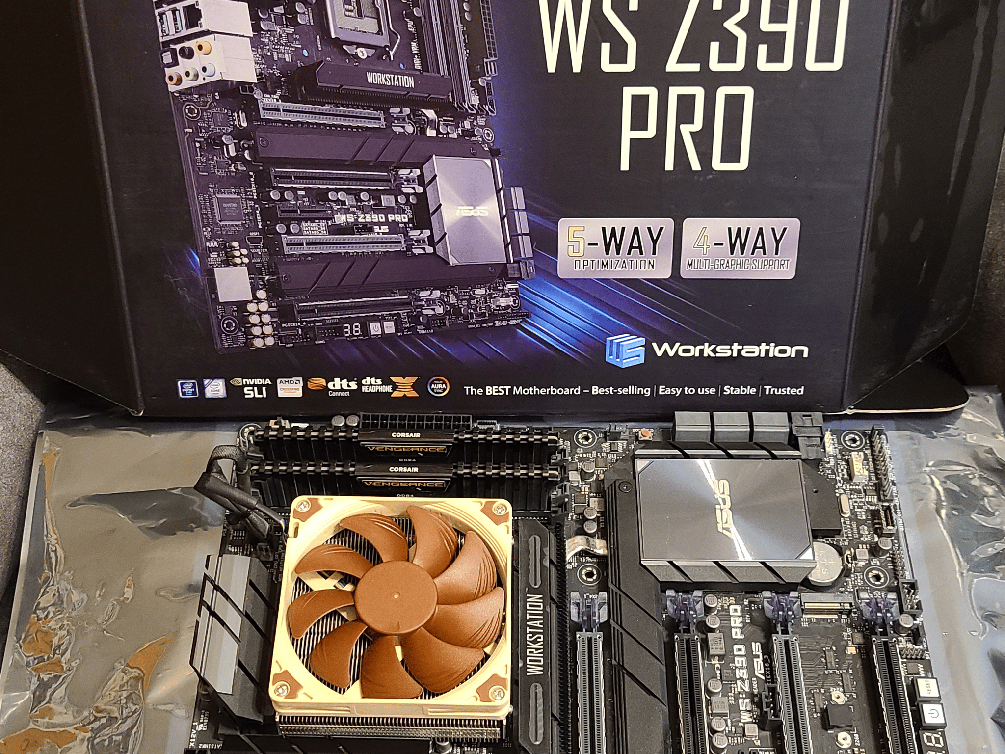 ASUS WS Z390 Motherboard Combo Loaded 32 GB DDR4 SSD Intel Pentium Gold G5420 Noctua Cooler