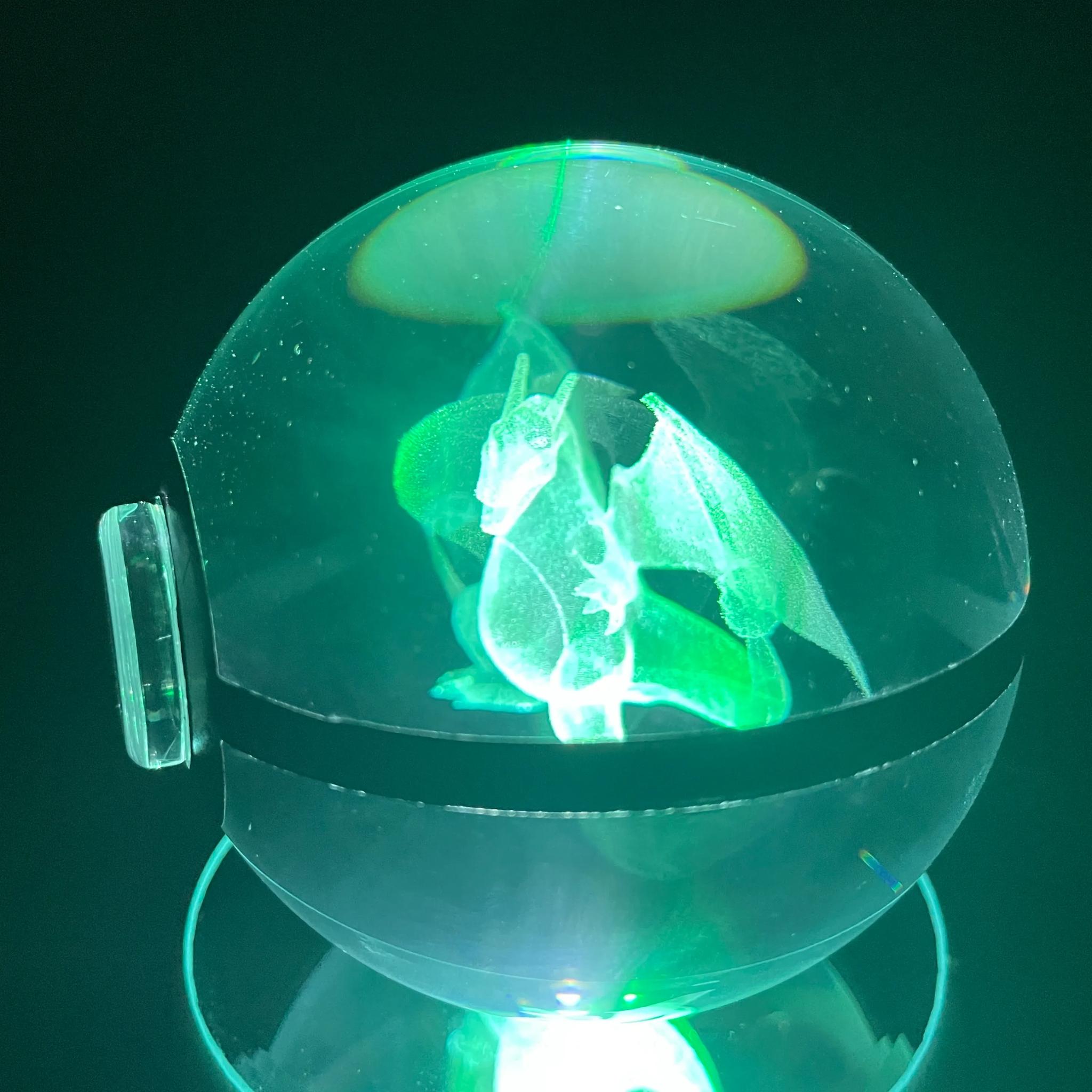 Charizard Large Crystal Ball With Rotating RGB Stand