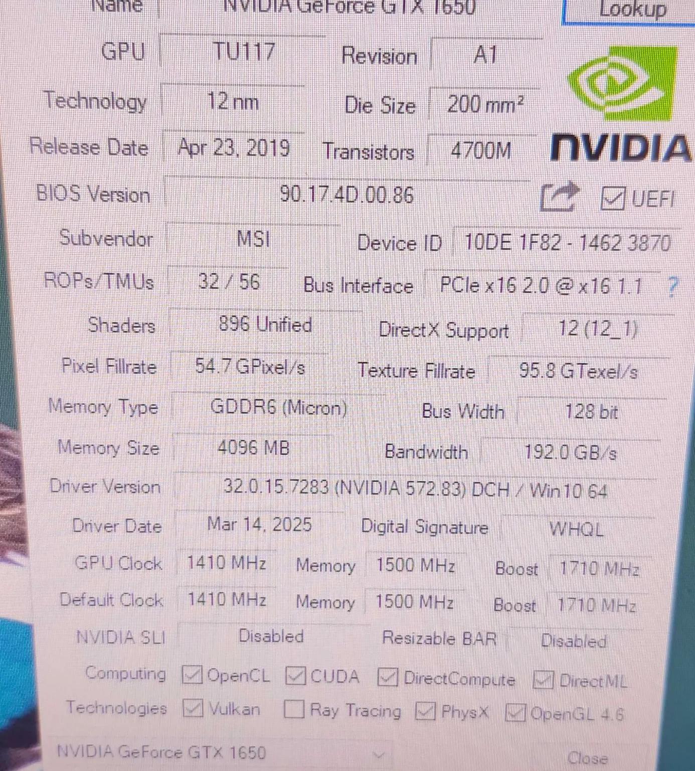 MSI Gaming X GTX1650
