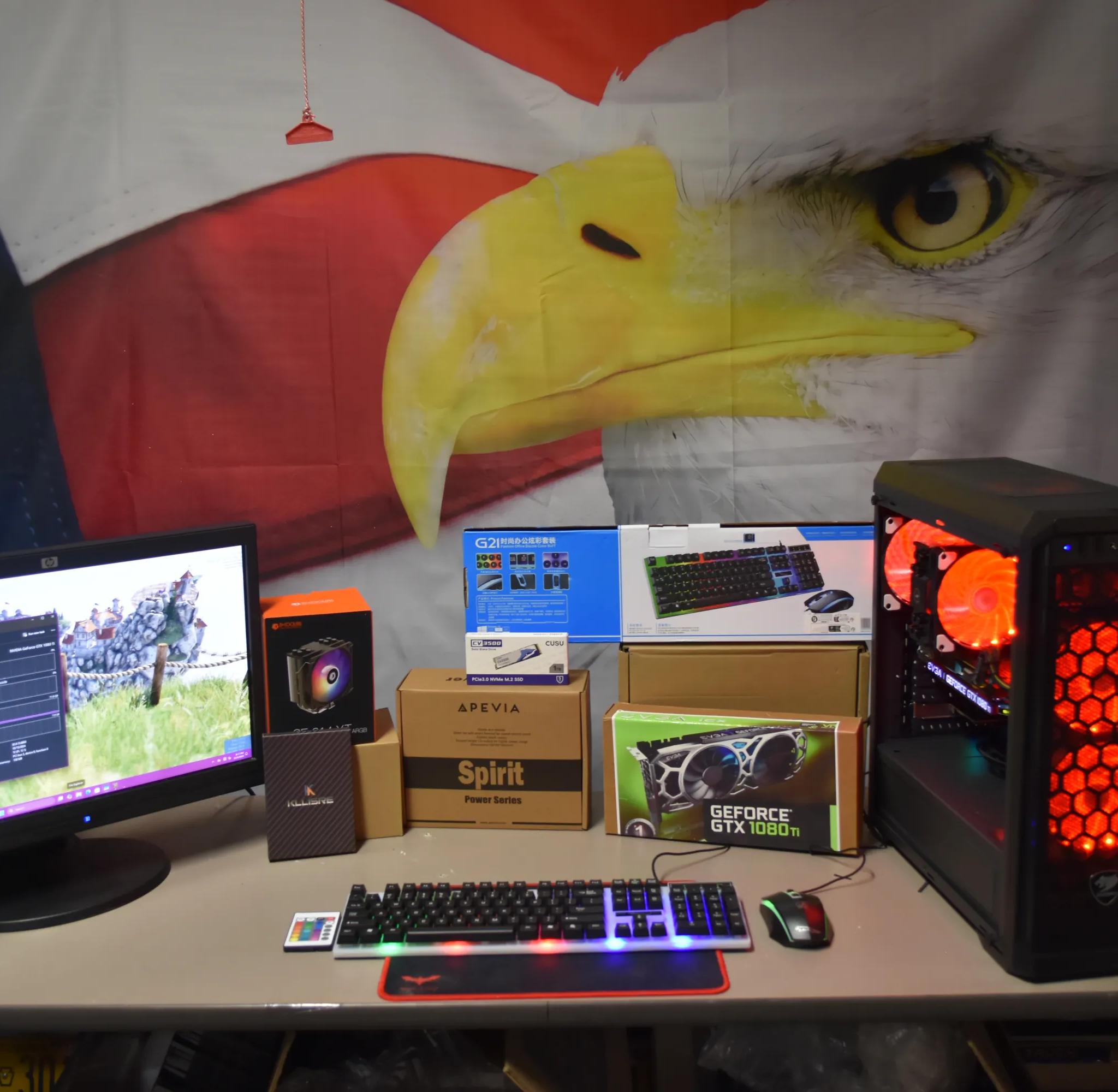 GAMING PC INTEL XEON 2690 16GR RAM GPU 1080TI 11GB 1TBNVME &500GB HHD WIFI 600 W 12 CORES &24THERADS