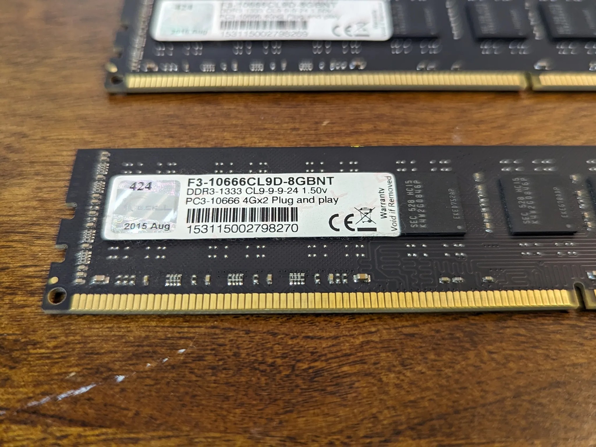 2x4GB DDR3 1333MHz DIMM G-Skill Ram (F310666CLD9D-8GBNT)