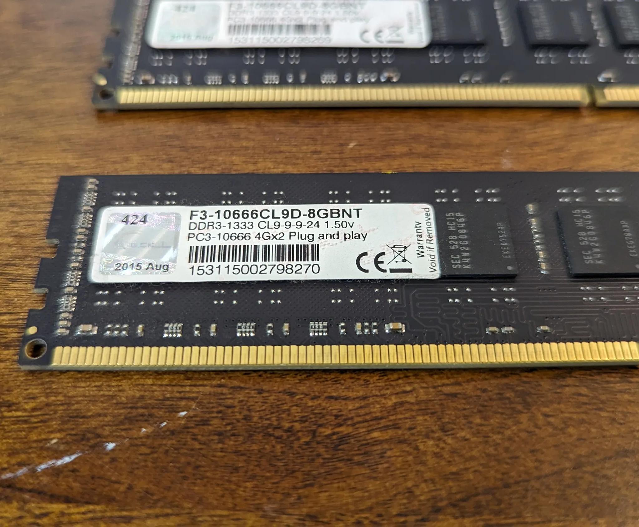 2x4GB DDR3 1333MHz DIMM G-Skill Ram (F310666CLD9D-8GBNT)