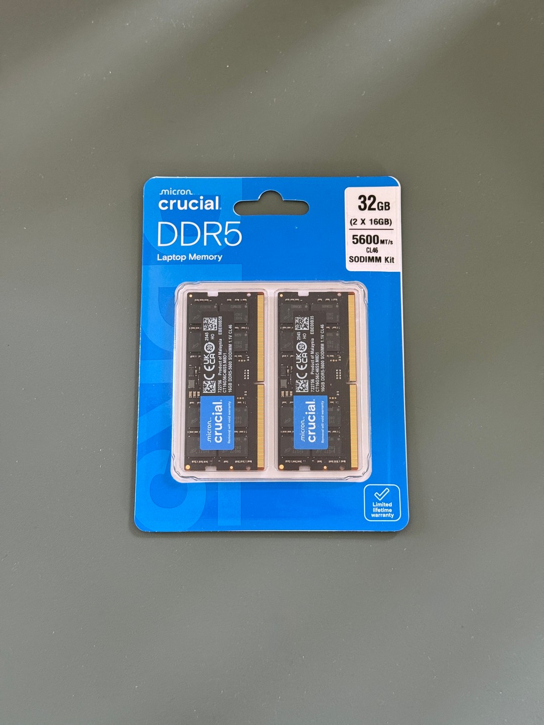UNOPENED** Crucial 32GB Kit (2x16GB) DDR5 5600MT/s Laptop Memory