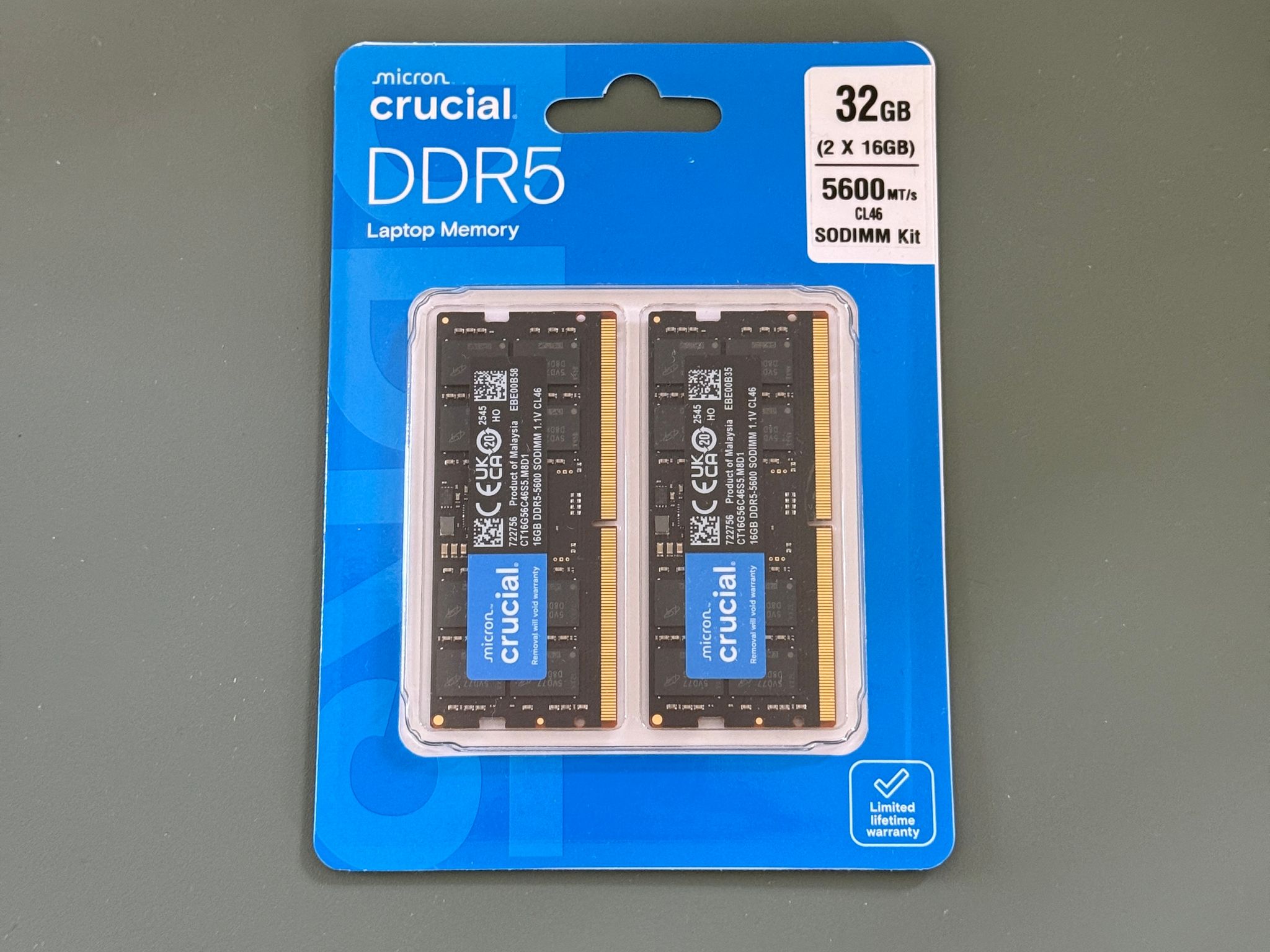 **UNOPENED** Crucial 32GB Kit (2x16GB) DDR5 5600MT/s Laptop Memory RAM (SODIMM)