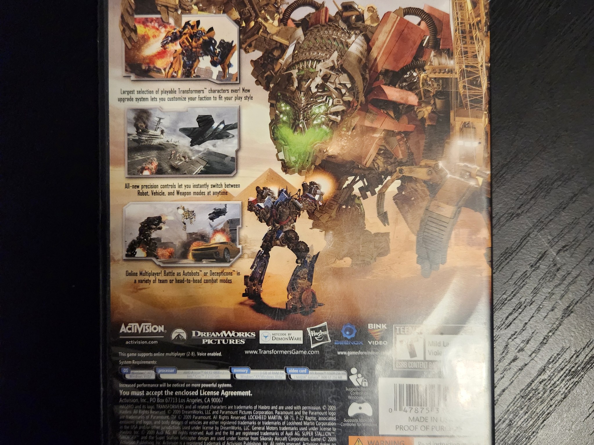 Transformers Revenge of the fallen PC DVD computer game