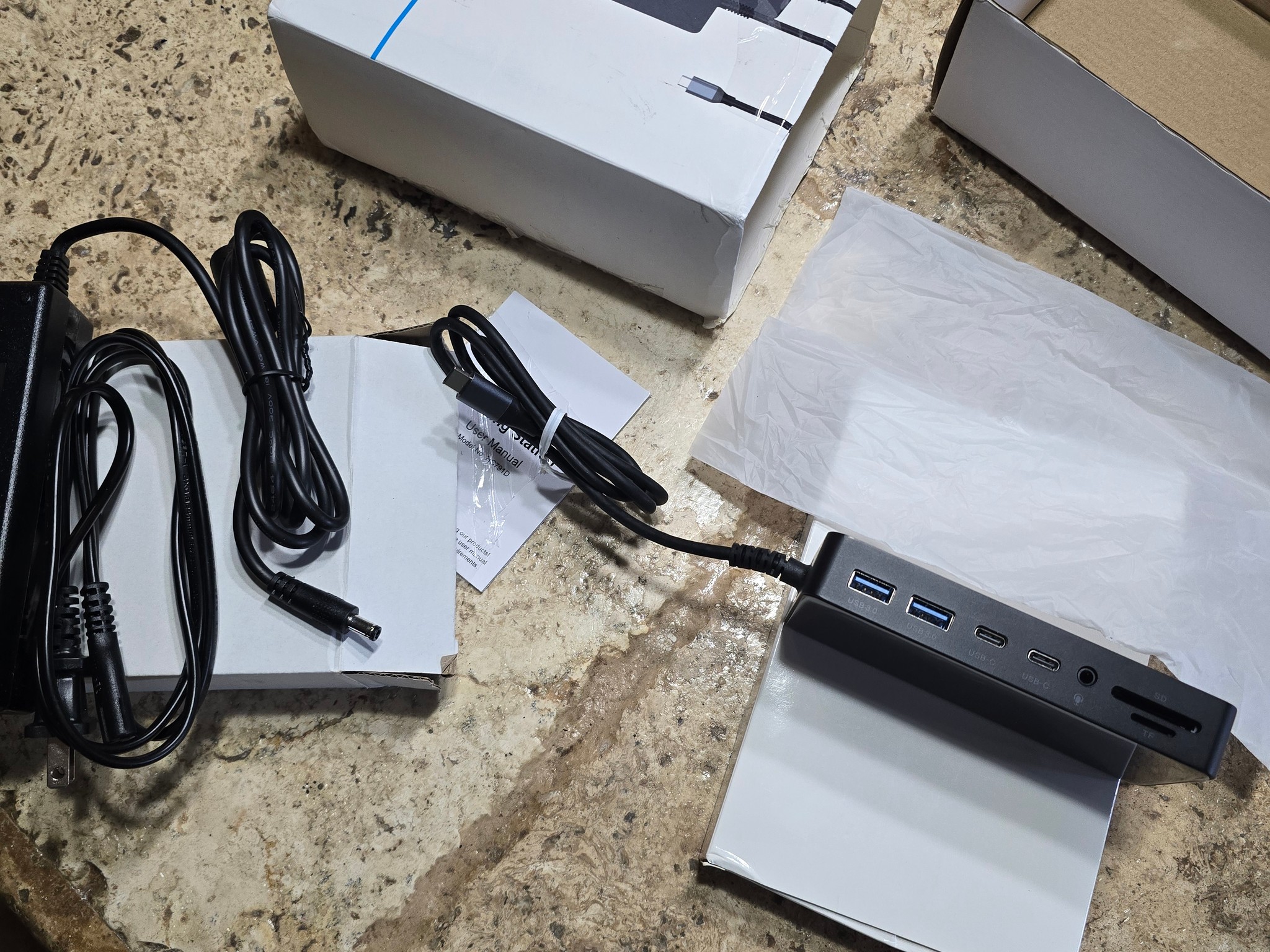 Thunderbolt 4 Dock Dual HDMI+VGA with Power Adapter Compatible with Surface Pro USB C MacBook