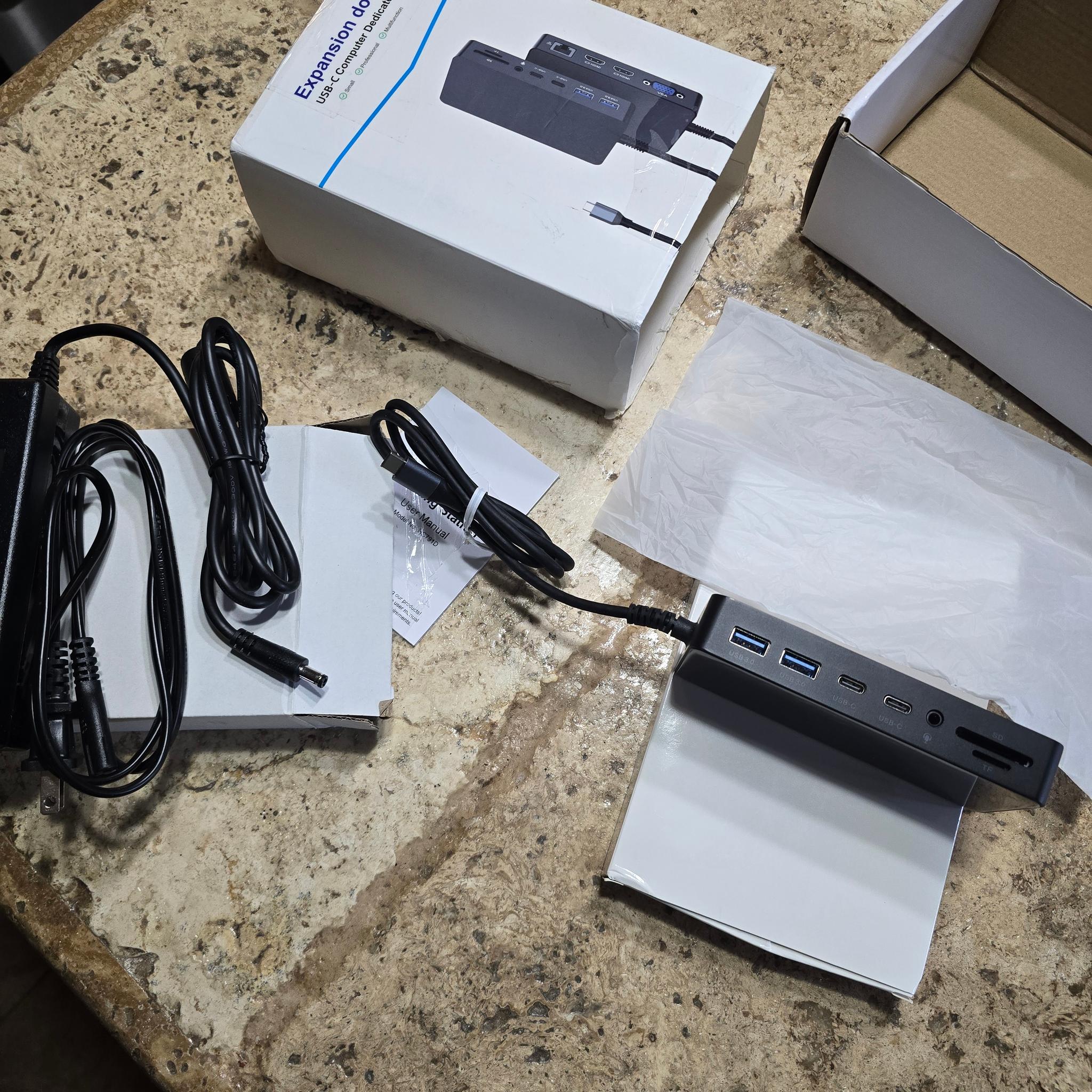Thunderbolt 4 Dock Dual HDMI+VGA with Power Adapter Compatible with Surface Pro USB C MacBook