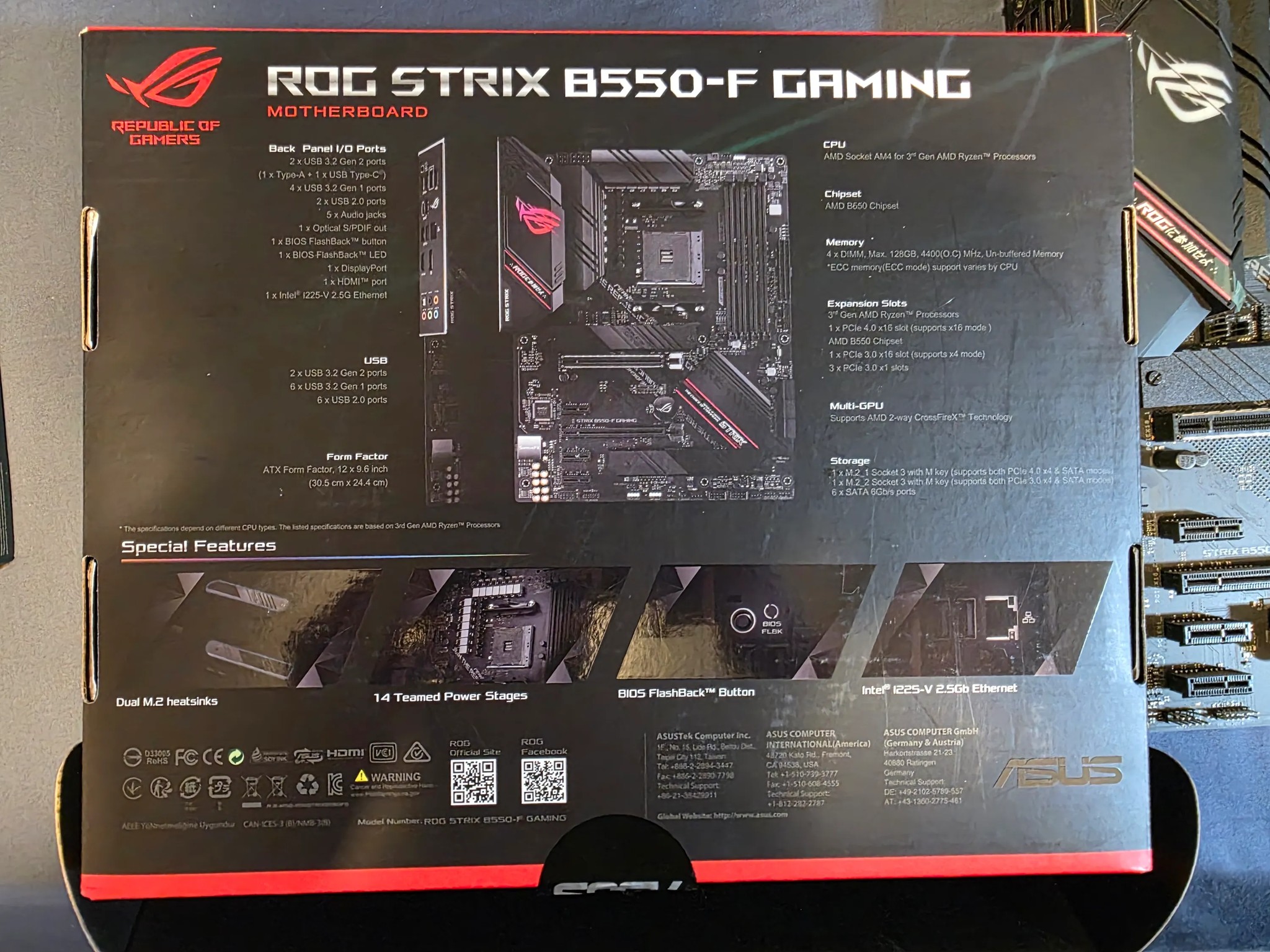 ASUS ROG STRIX B550-F GAMING Motherboard (Socket AM4) w/ TP-Link Archer TX55E WiFi 6 Card