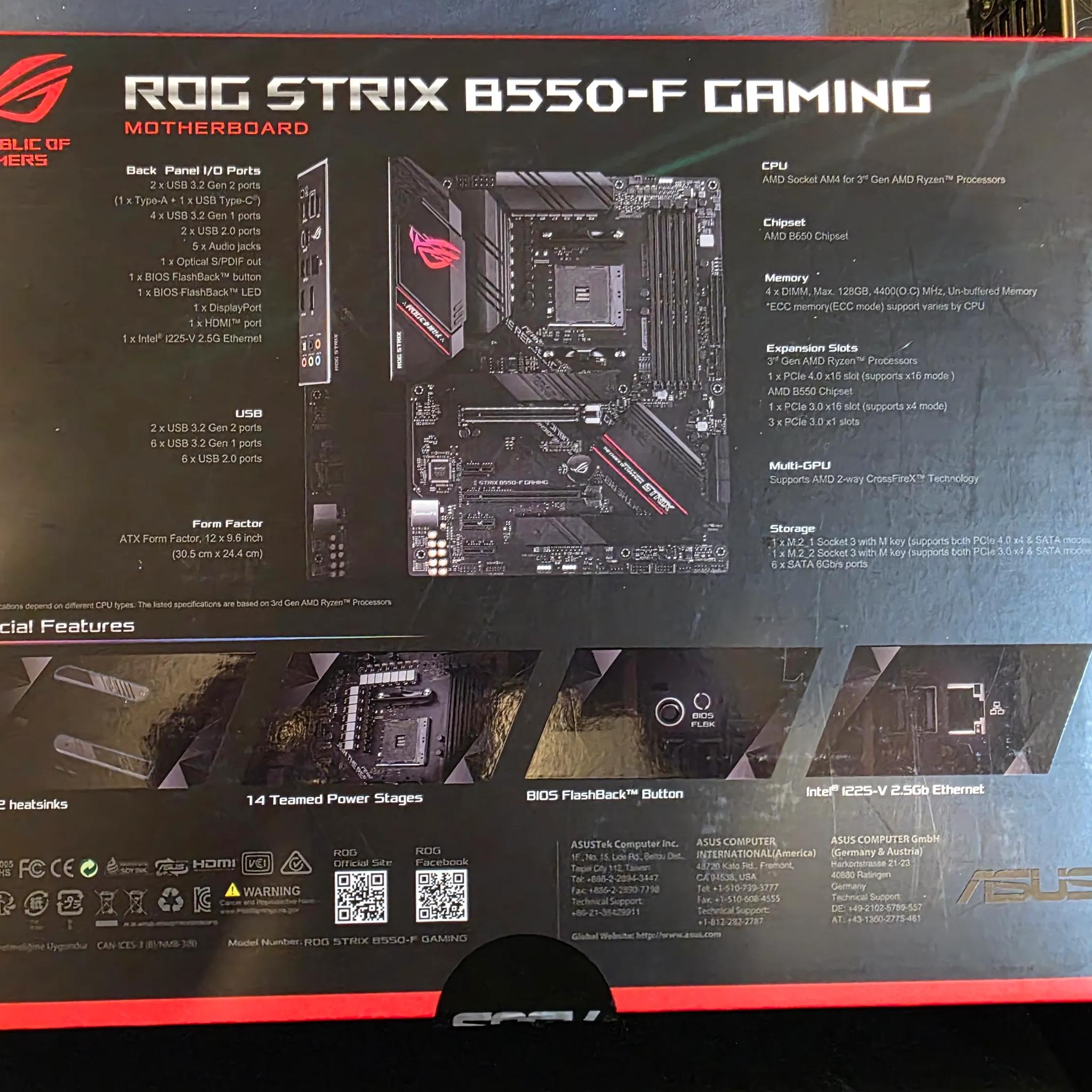 ASUS ROG STRIX B550-F GAMING Motherboard (Socket AM4) w/ TP-Link Archer TX55E WiFi 6 Card