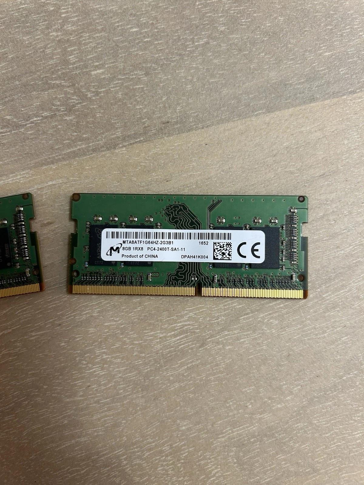 16GB (2x8GB) Micron DDR4 SODIMM Laptop RAM PC4-2400T1Rx8 MTA8ATF1G64HZ