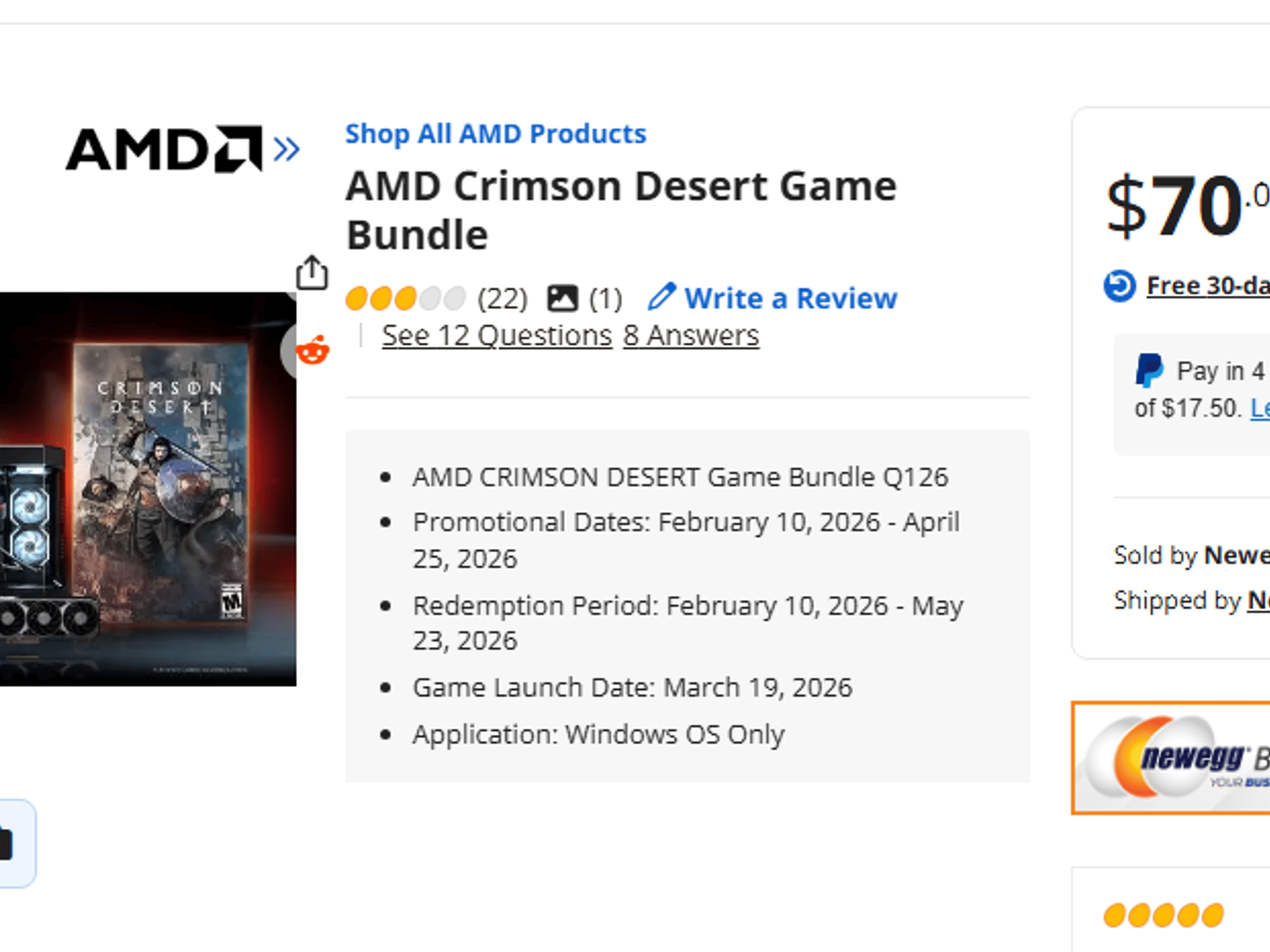 [Brand New Sealed]AMD Ryzen 7 9800X3D- W/ Crimson Desert Game Bundle redemption (Expire on 5/23/26)