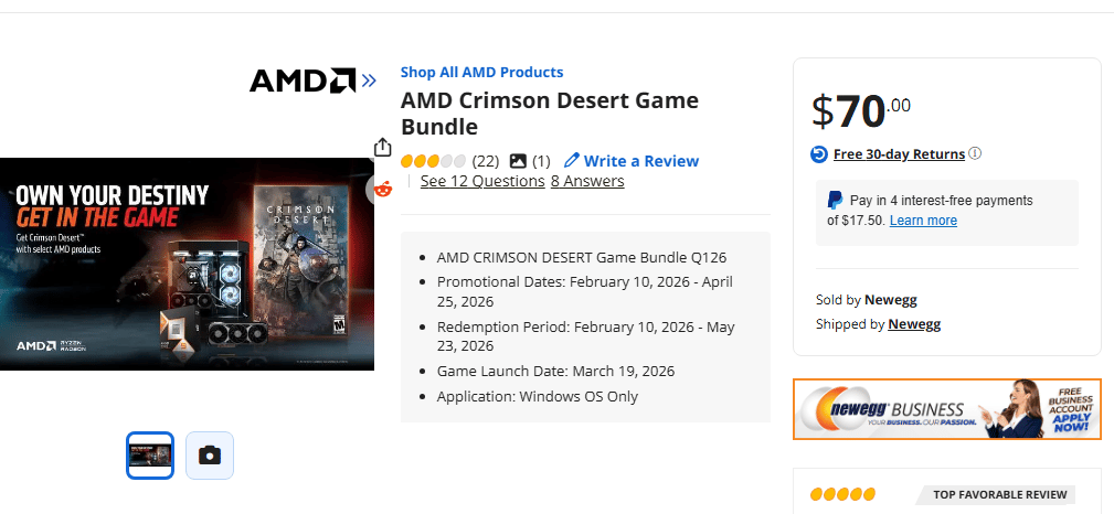 [Brand New Sealed]AMD Ryzen 7 9800X3D- W/ Crimson Desert Game Bundle redemption (Expire on 5/23/26)