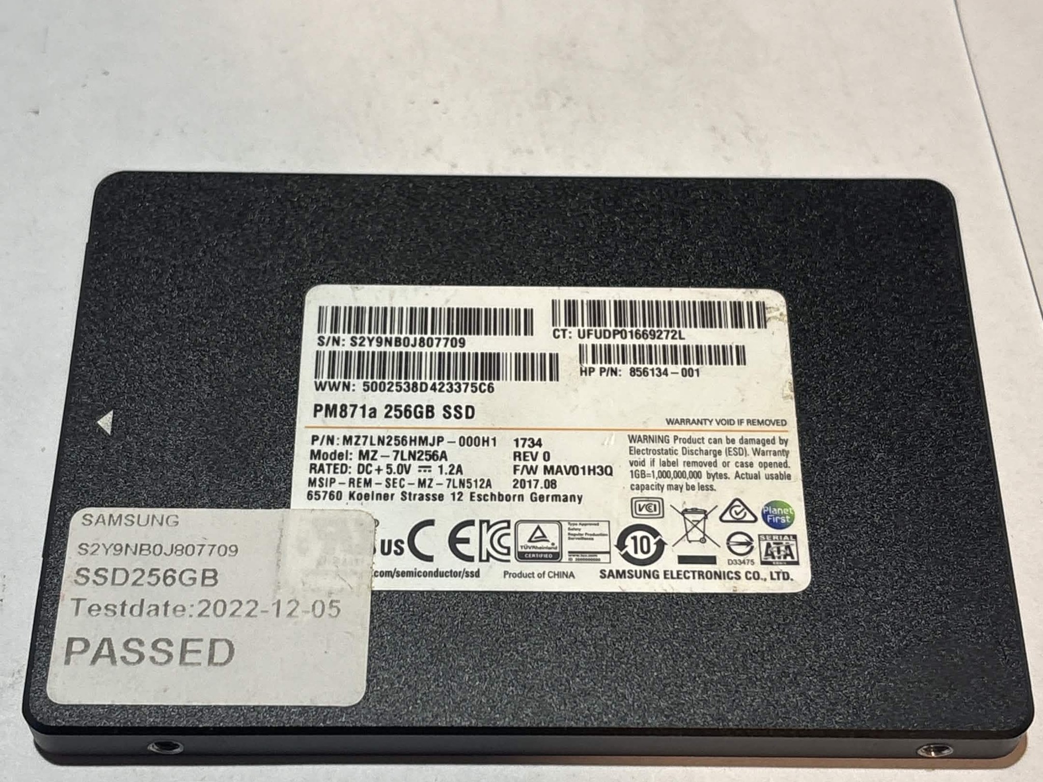 Samsung PM871a 256GB SATA SSD | Tested & Functional