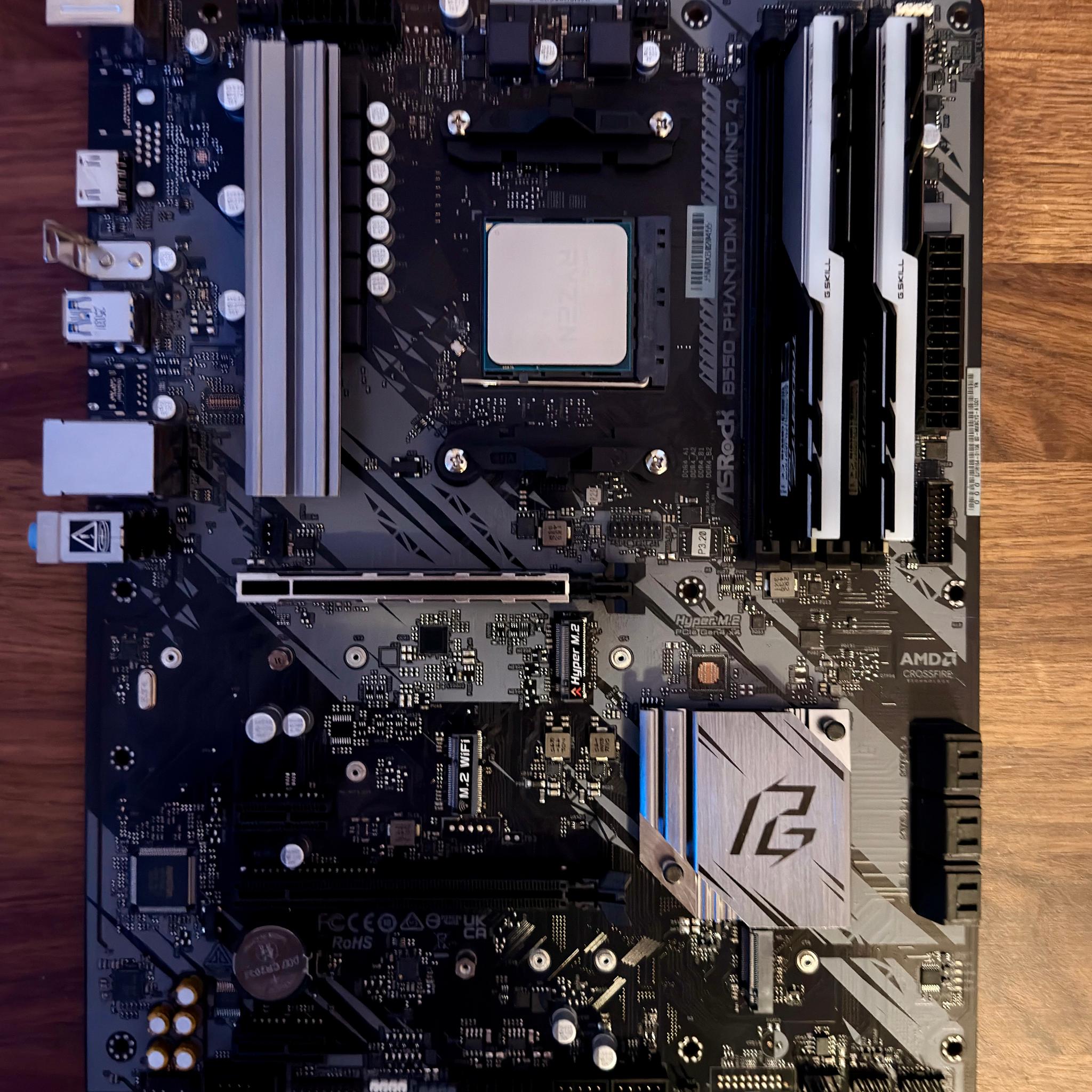 CPU + Mobo + RAM | AMD Ryzen 5 5500, ASRock B550 Phantom Gaming 4, 16GB DDR4, AMD Wraith Stealth