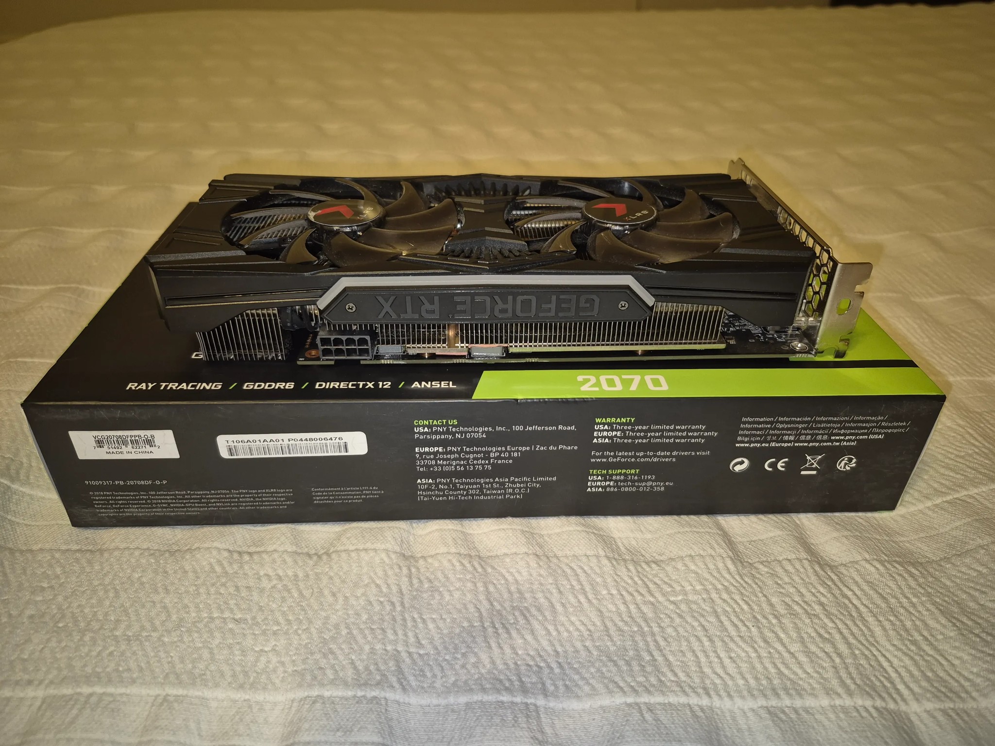 Nvidia RTX 2070 OC 8GB DDR6 GPU (Retail PNY GEFORCE RTX2070 XLR8 GAMING OC VCG20708DFP)