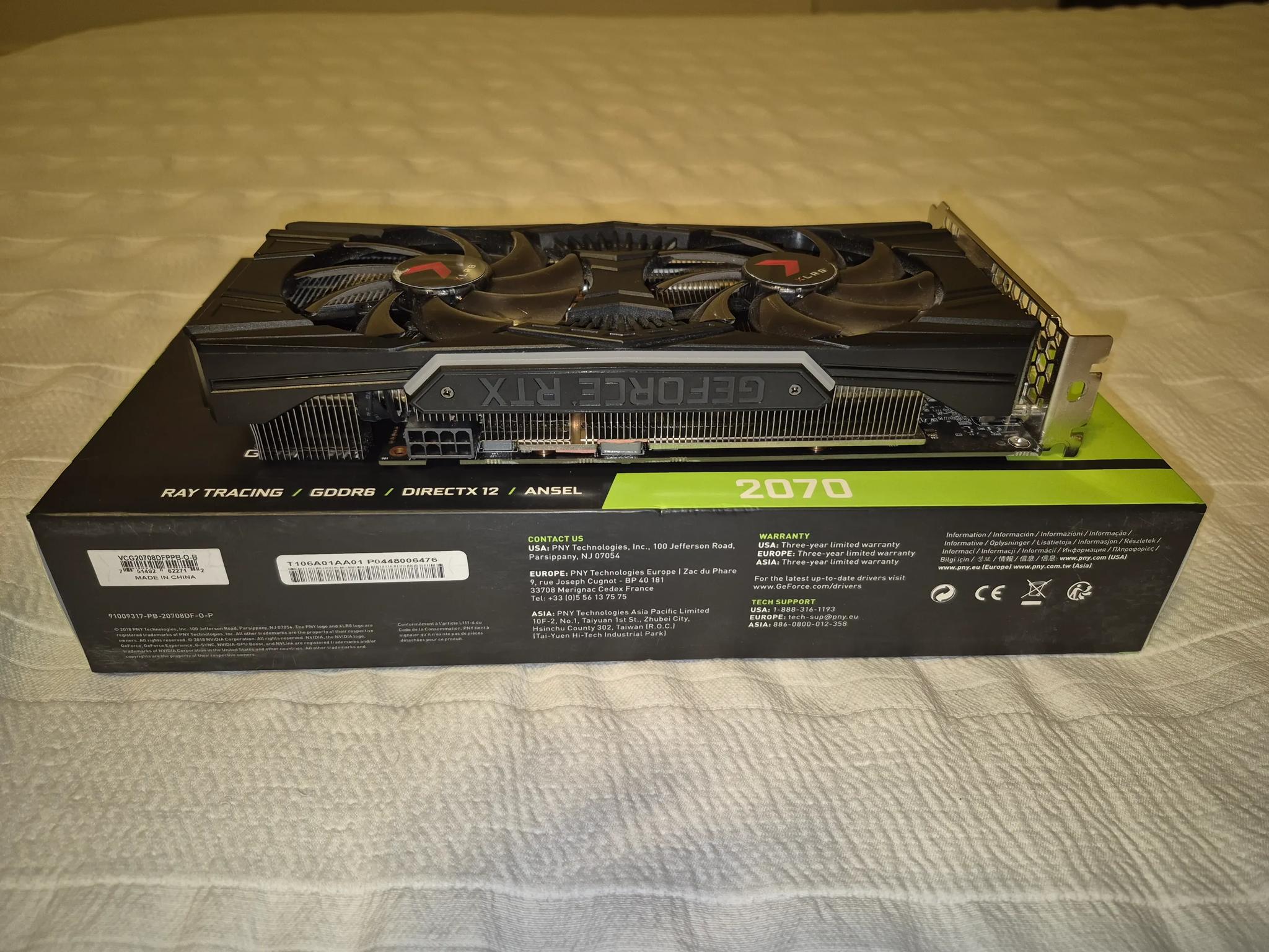 Nvidia RTX 2070 OC 8GB DDR6 GPU (Retail PNY GEFORCE RTX2070 XLR8 GAMING OC VCG20708DFP)