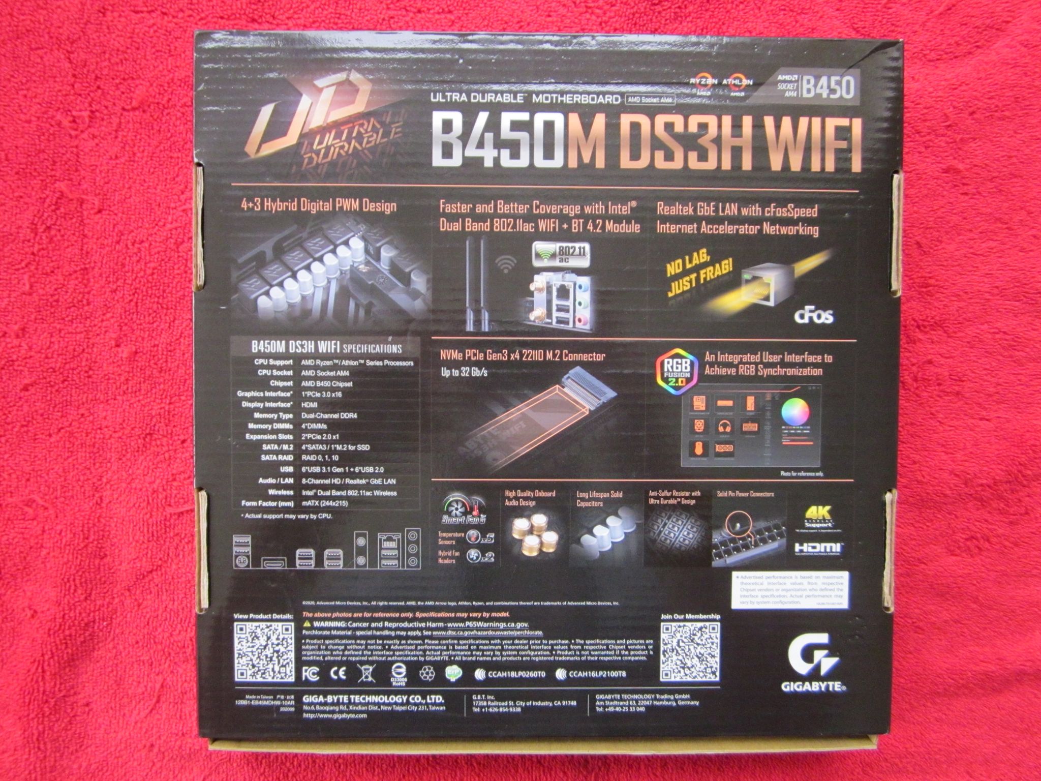 AMD Ryzen 5 5500 + Gigabyte B450M  DS3H WiFi + 16Gb DDR4 3200