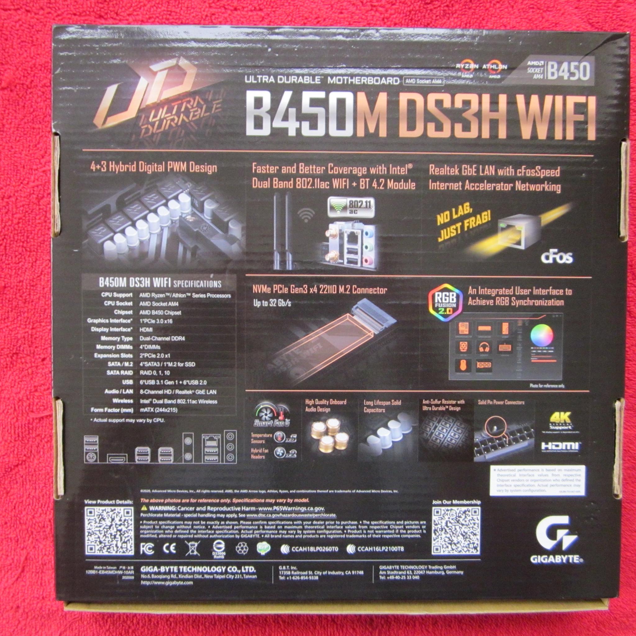 AMD Ryzen 5 5500 + Gigabyte B450M  DS3H WiFi + 16Gb DDR4 3200