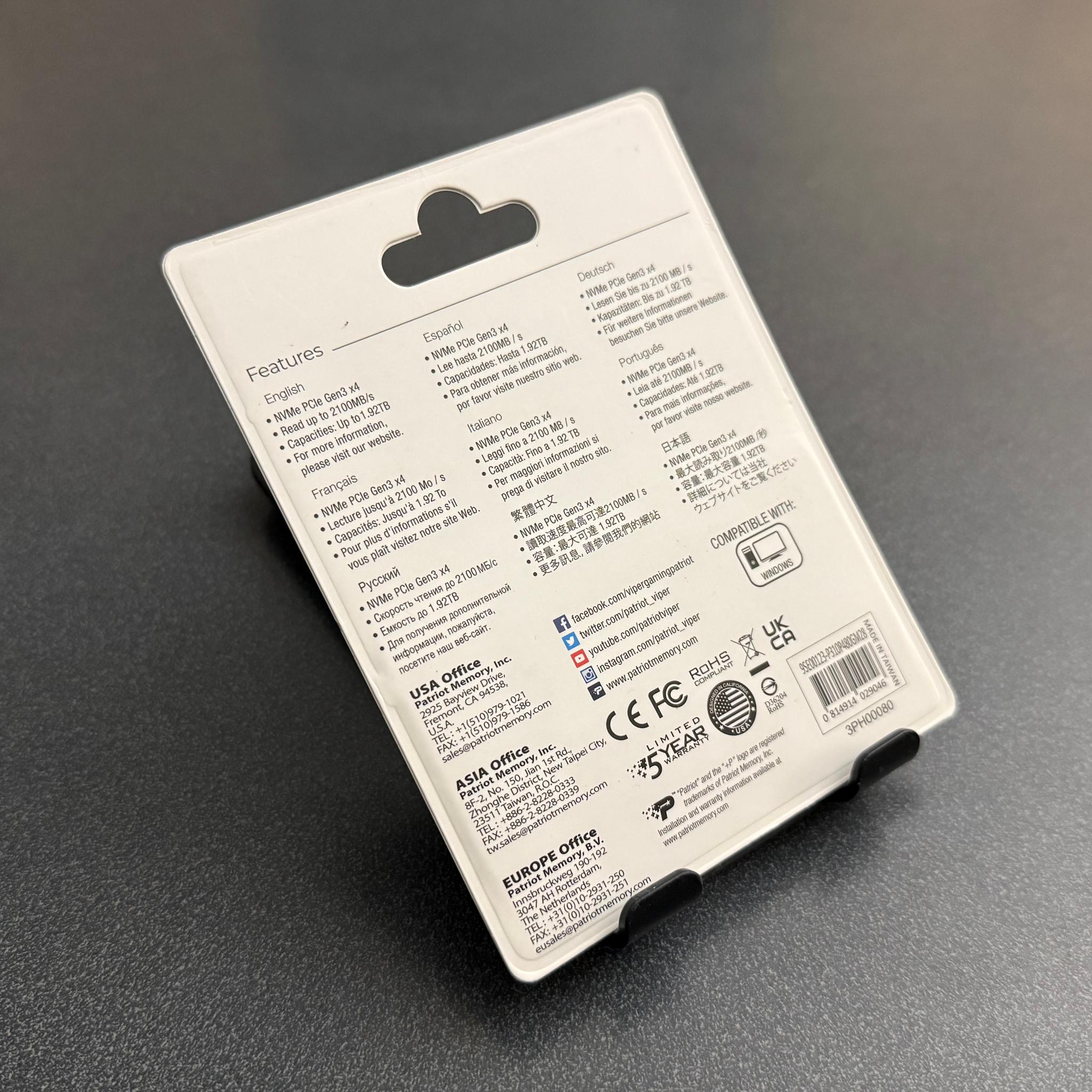 NEW 480GB Patriot P310 NVMe M.2 SSD