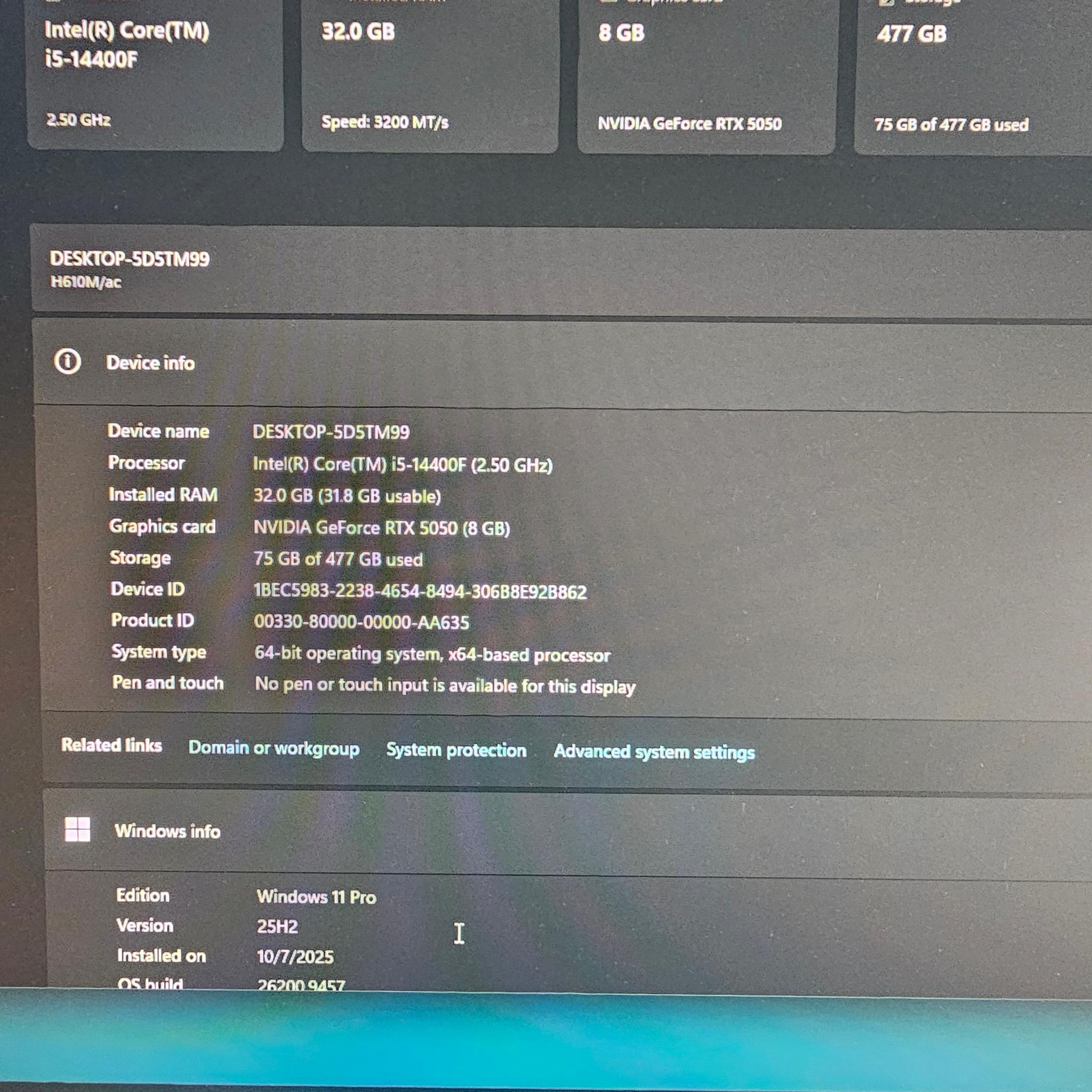 Custom Gaming PC Build | i5 14400f | 32GB RAM | 5050 8G | WINDOWS 11 PRO | 512 SSD |