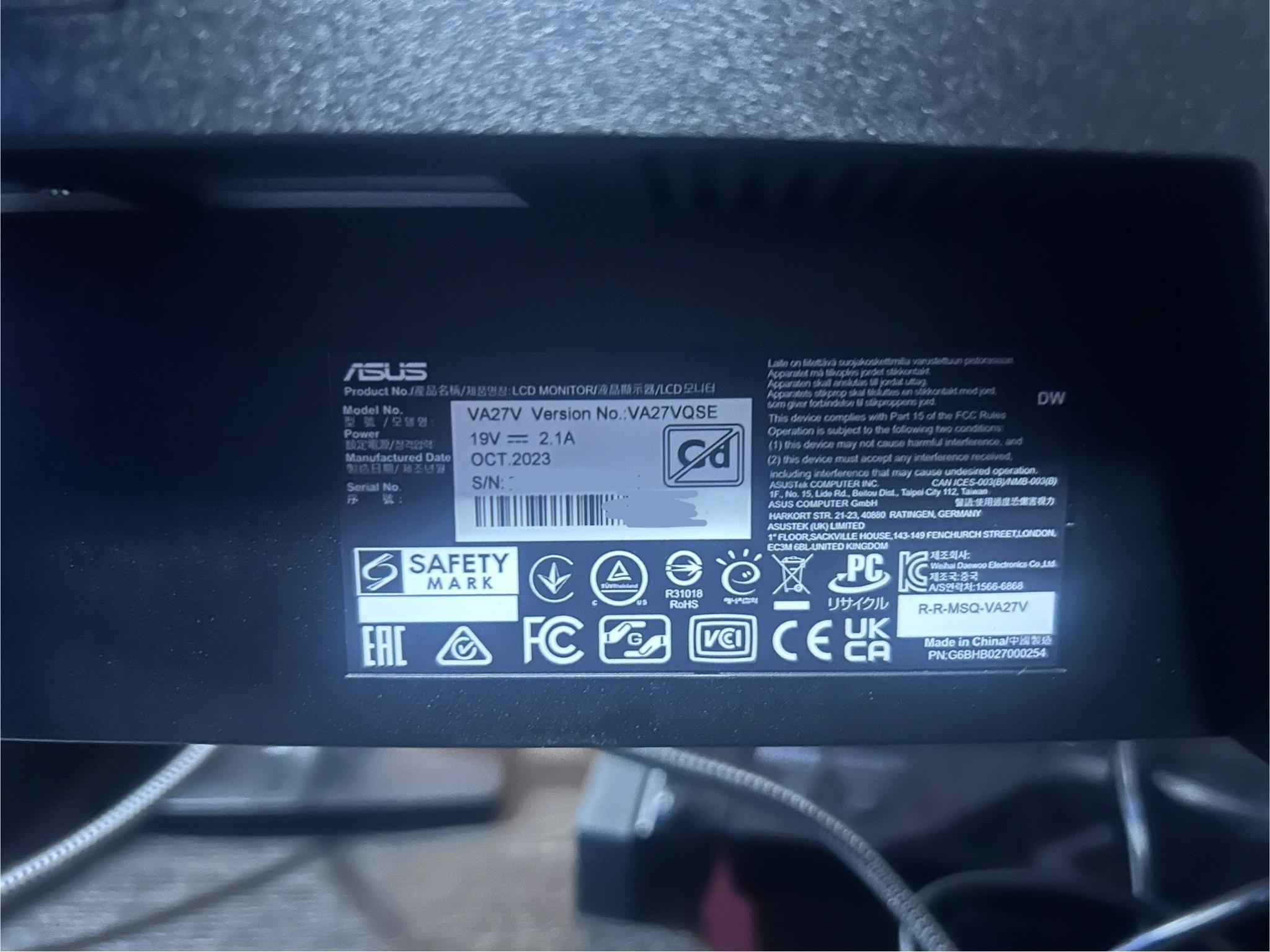 ASUS VA27VQSE 27" Full HD (1920 x 1080) 75Hz Curved Screen Monitor