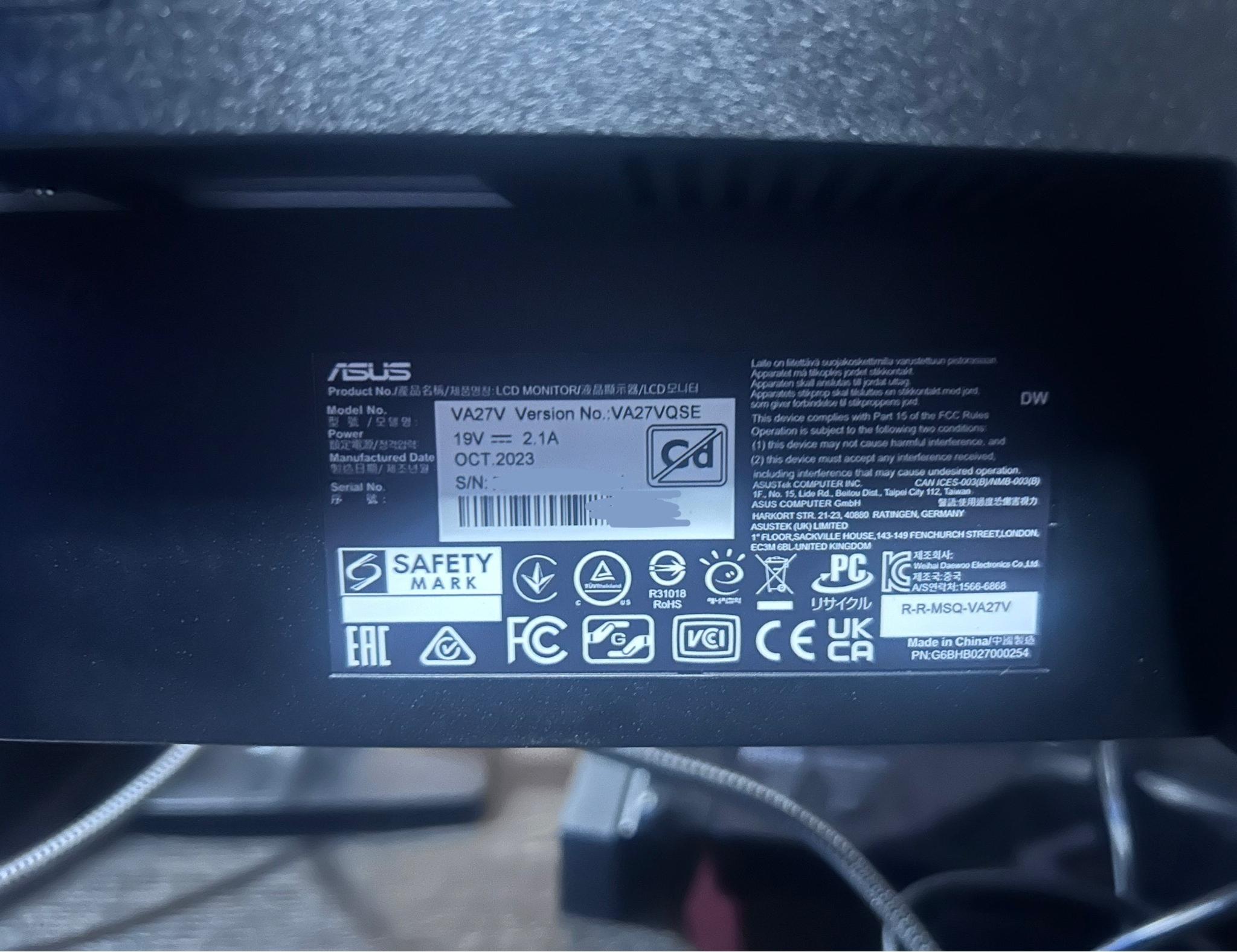 ASUS VA27VQSE 27" Full HD (1920 x 1080) 75Hz Curved Screen Monitor