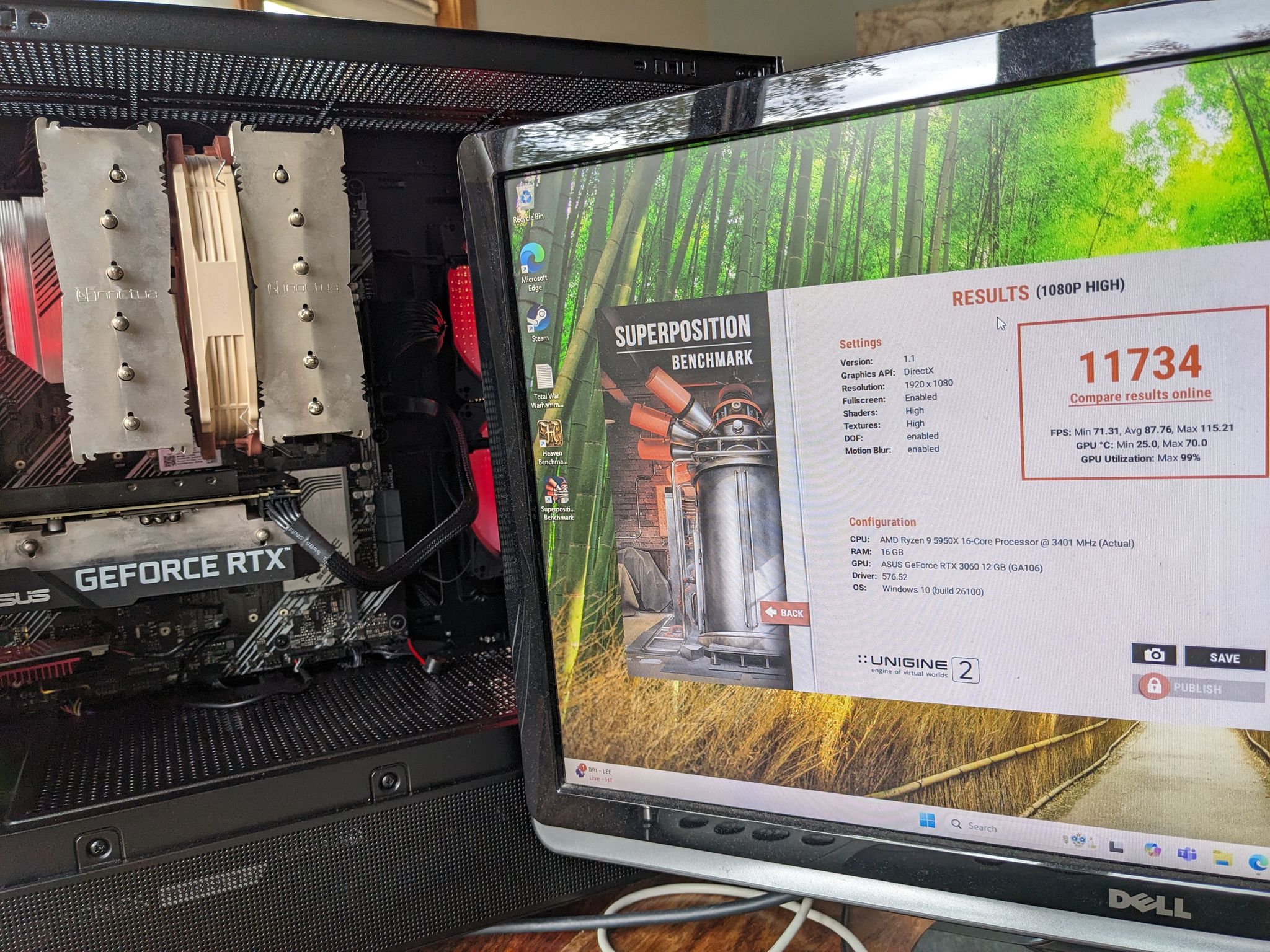 Ryzen 5950X, RTX3060-12GB, 1TB PCIe4x4, 16GB RAM, Noctua NH-D15 Cooler, B550 MB, View 270, Win11 Pro