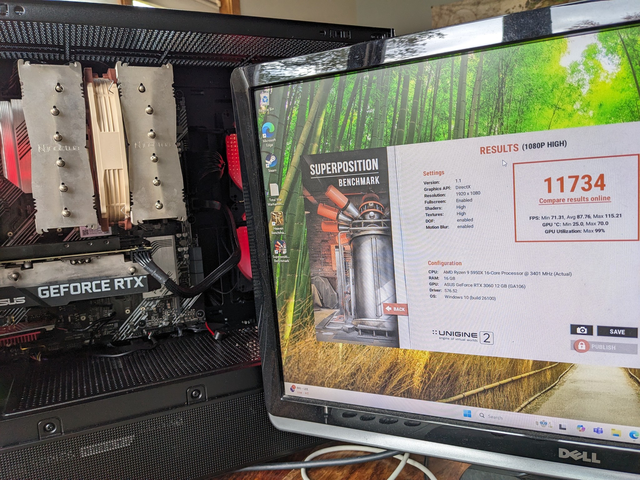 Ryzen 5950X, RTX3060-12GB, 1TB PCIe4x4, 16GB RAM, Noctua NH-D15 Cooler, B550 MB, View 270, Win11 Pro