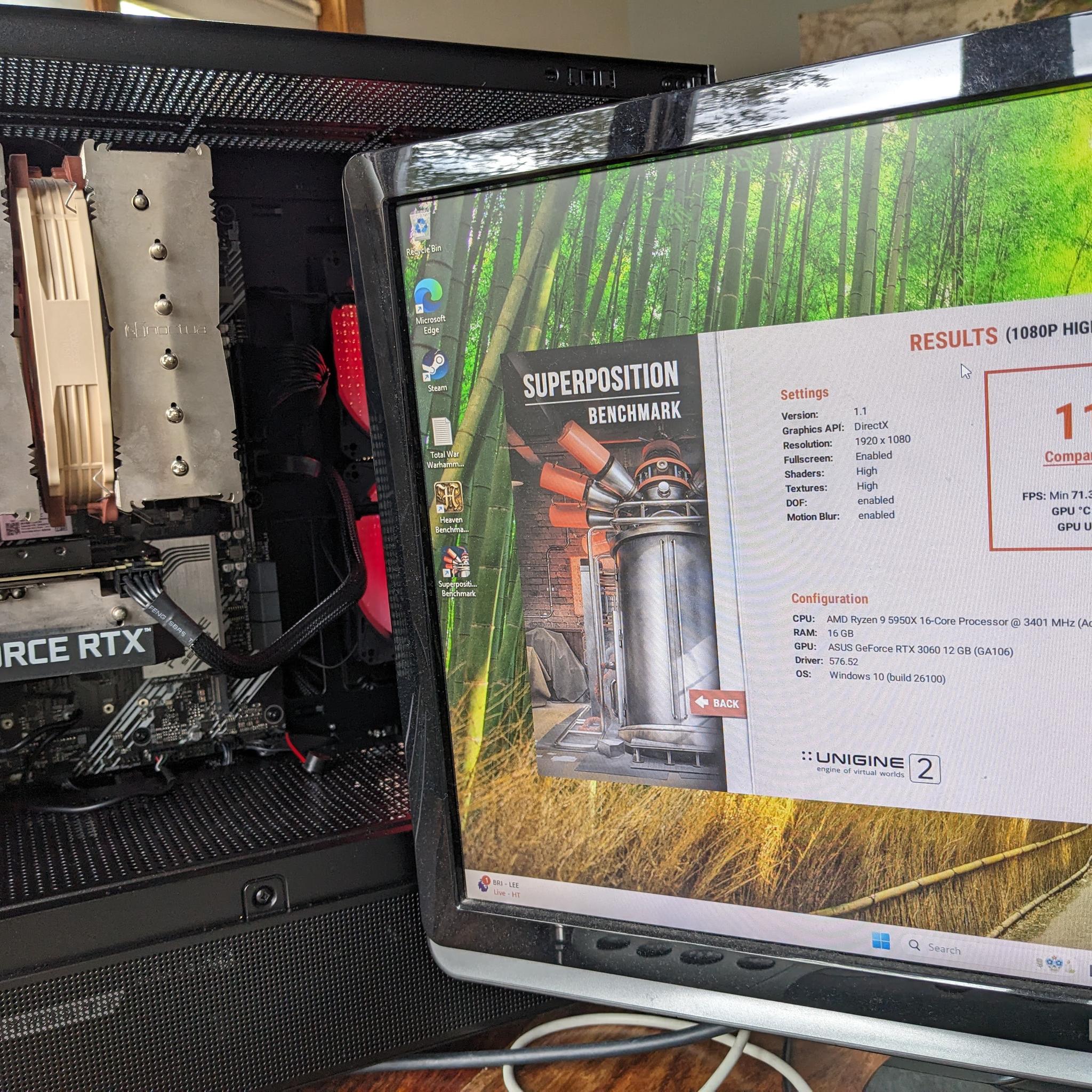Ryzen 5950X, RTX3060-12GB, 1TB PCIe4x4, 16GB RAM, Noctua NH-D15 Cooler, B550 MB, View 270, Win11 Pro