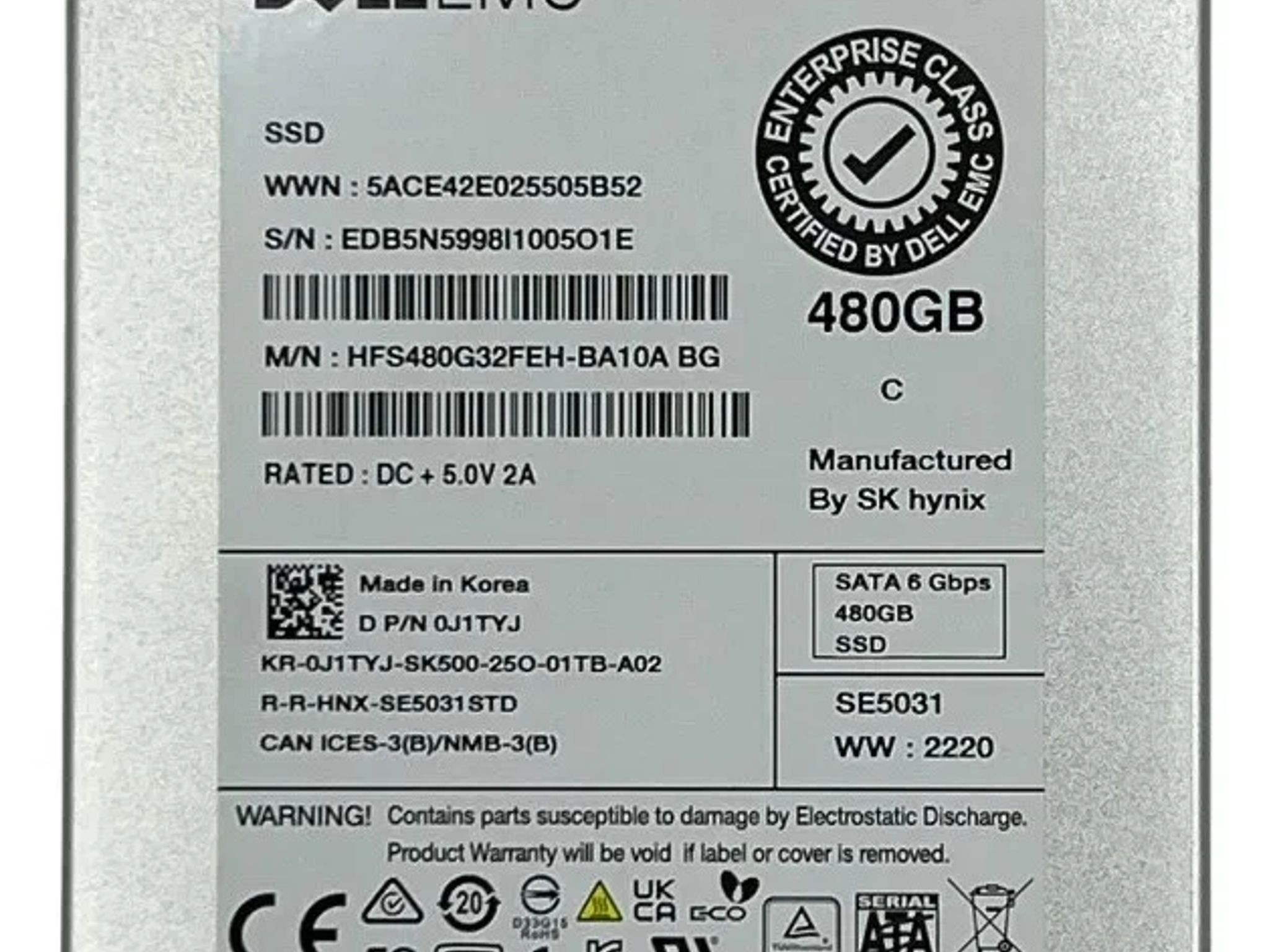 Dell J1TYJ 480 GB Solid State Drive