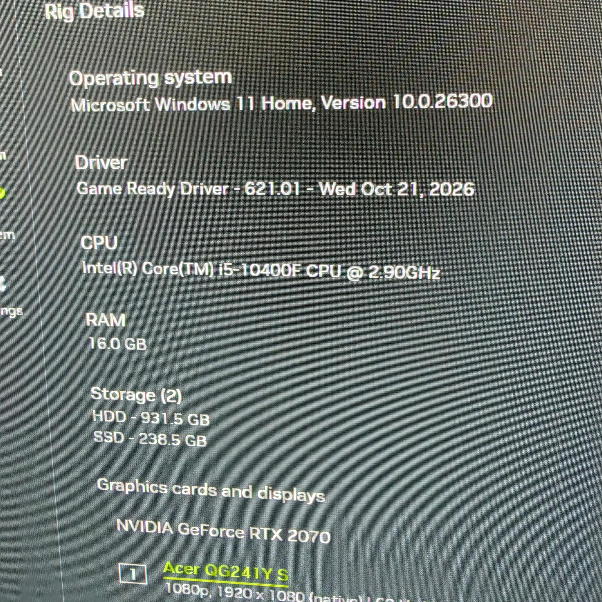 GeForce RTX 2070 Custom Gaming PC - Core i5-10400F