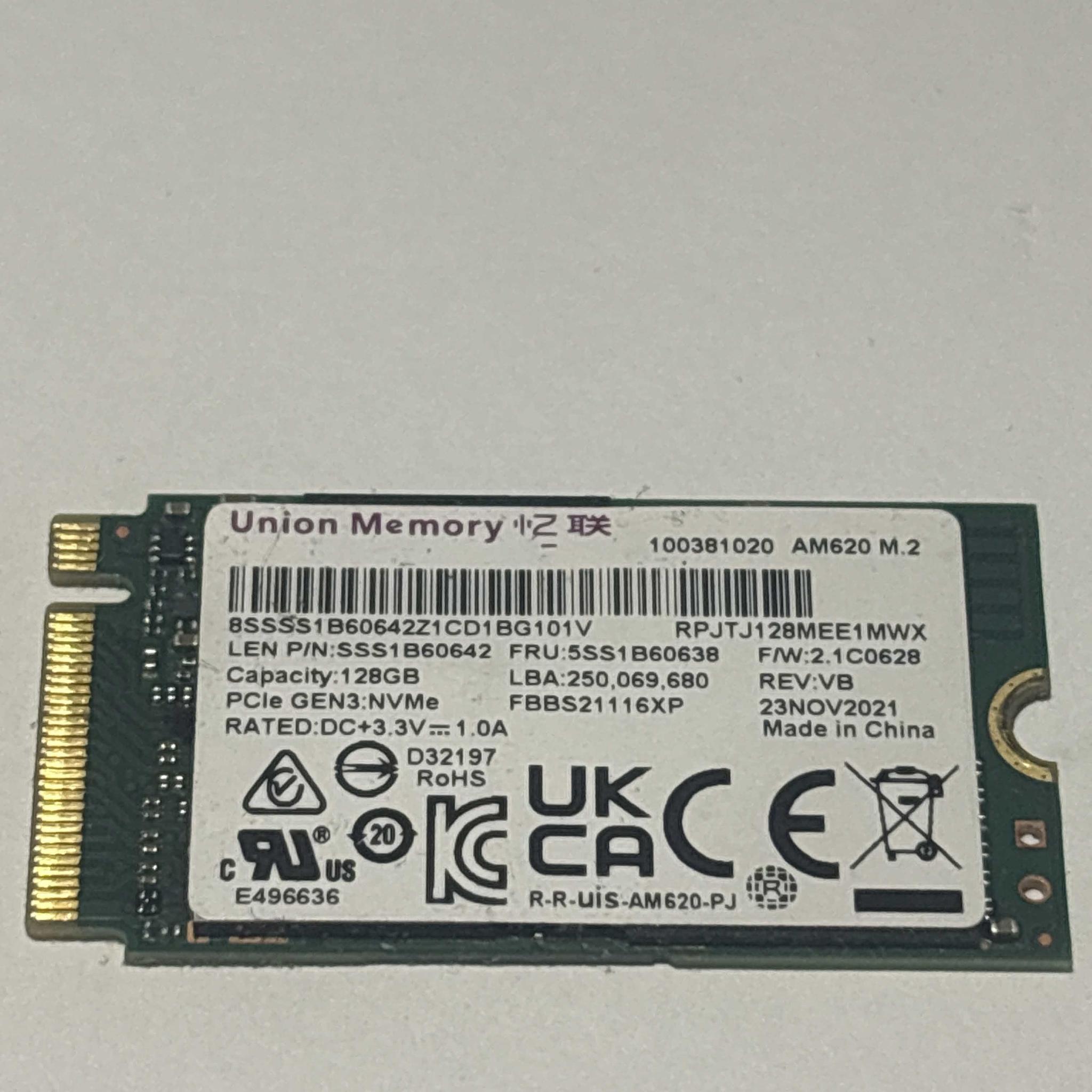 UMIS 128GB NVMe SSD Tested Working 100% Health Ultra Low Hours