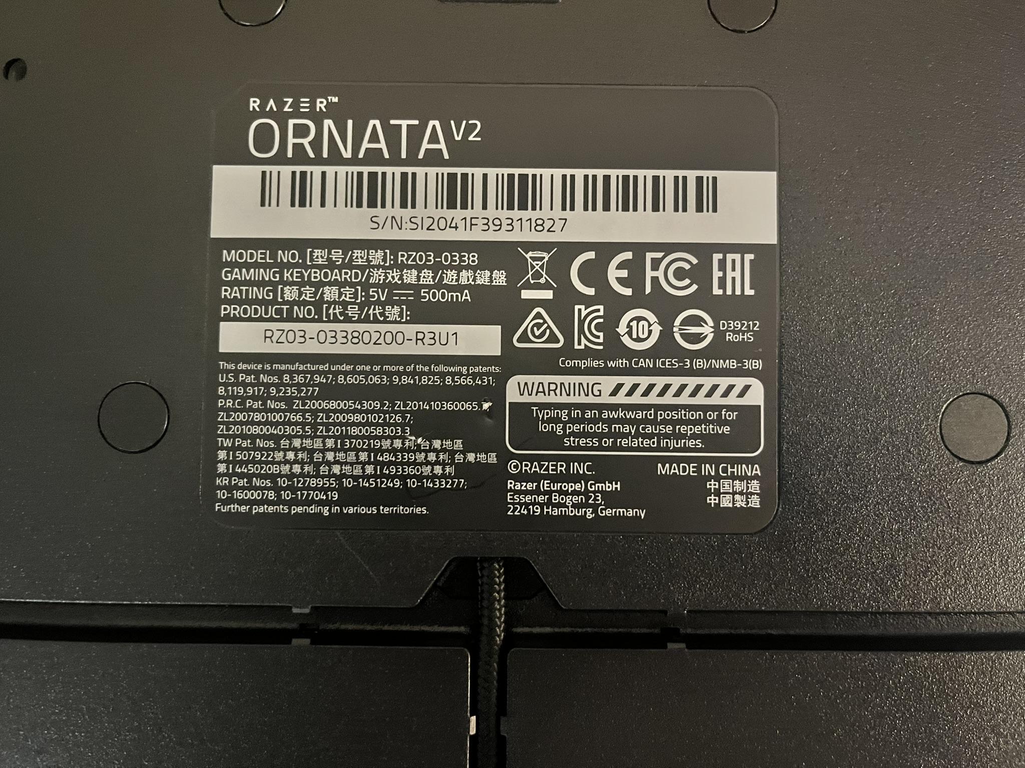 Razer Ornata V2 wired keyboard