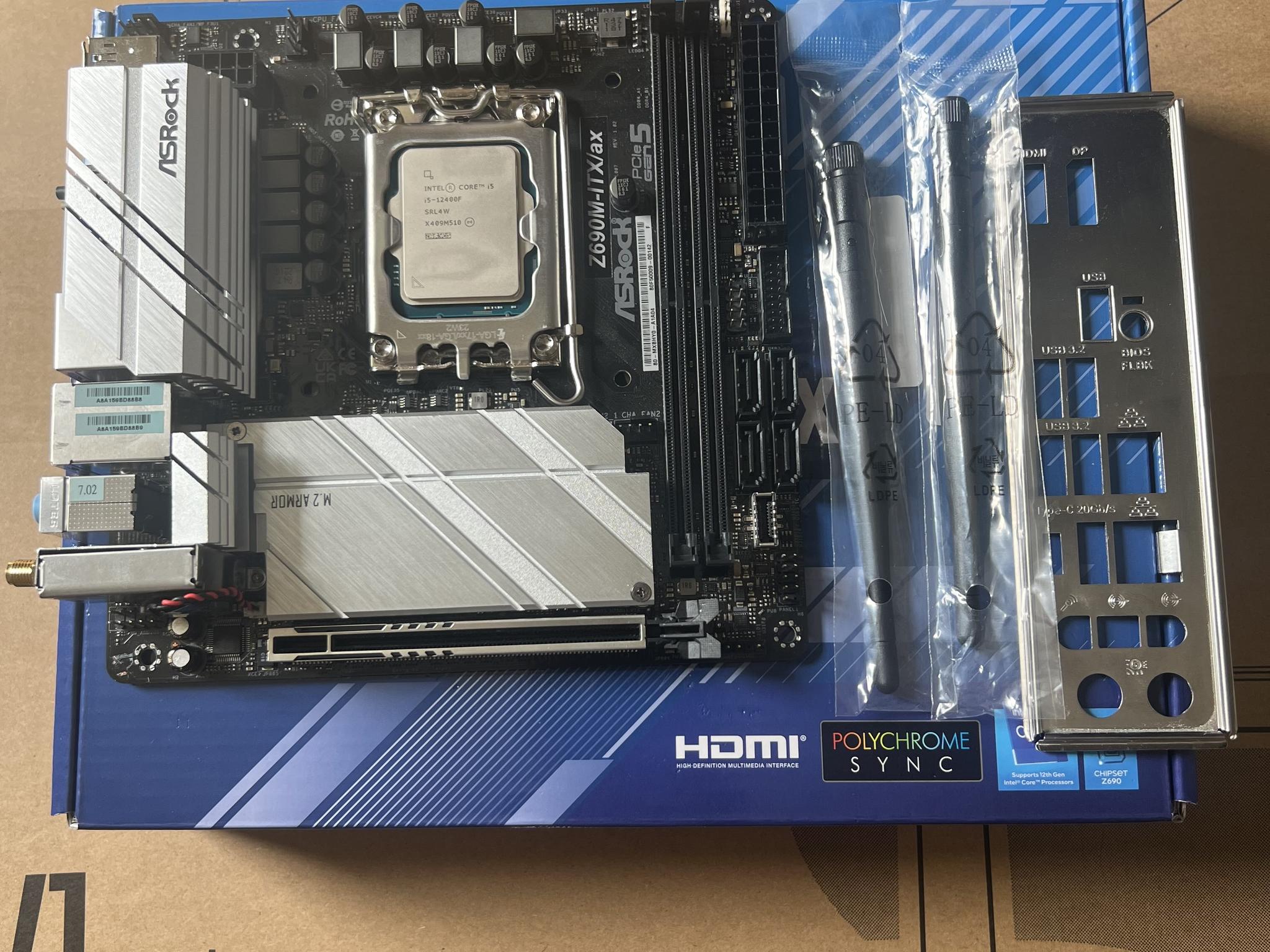Asrock Z690m-itx/ax DDR4 wifi motherboard and i5 12400f combo (DDR4)