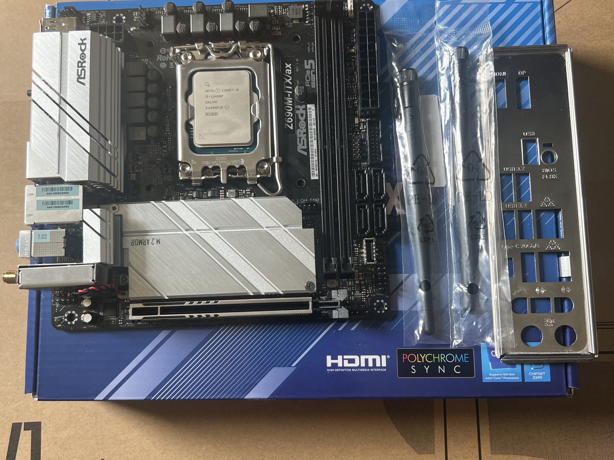 Asrock Z690m-itx/ax DDR4 wifi motherboard and i5 12400f combo (DDR4)