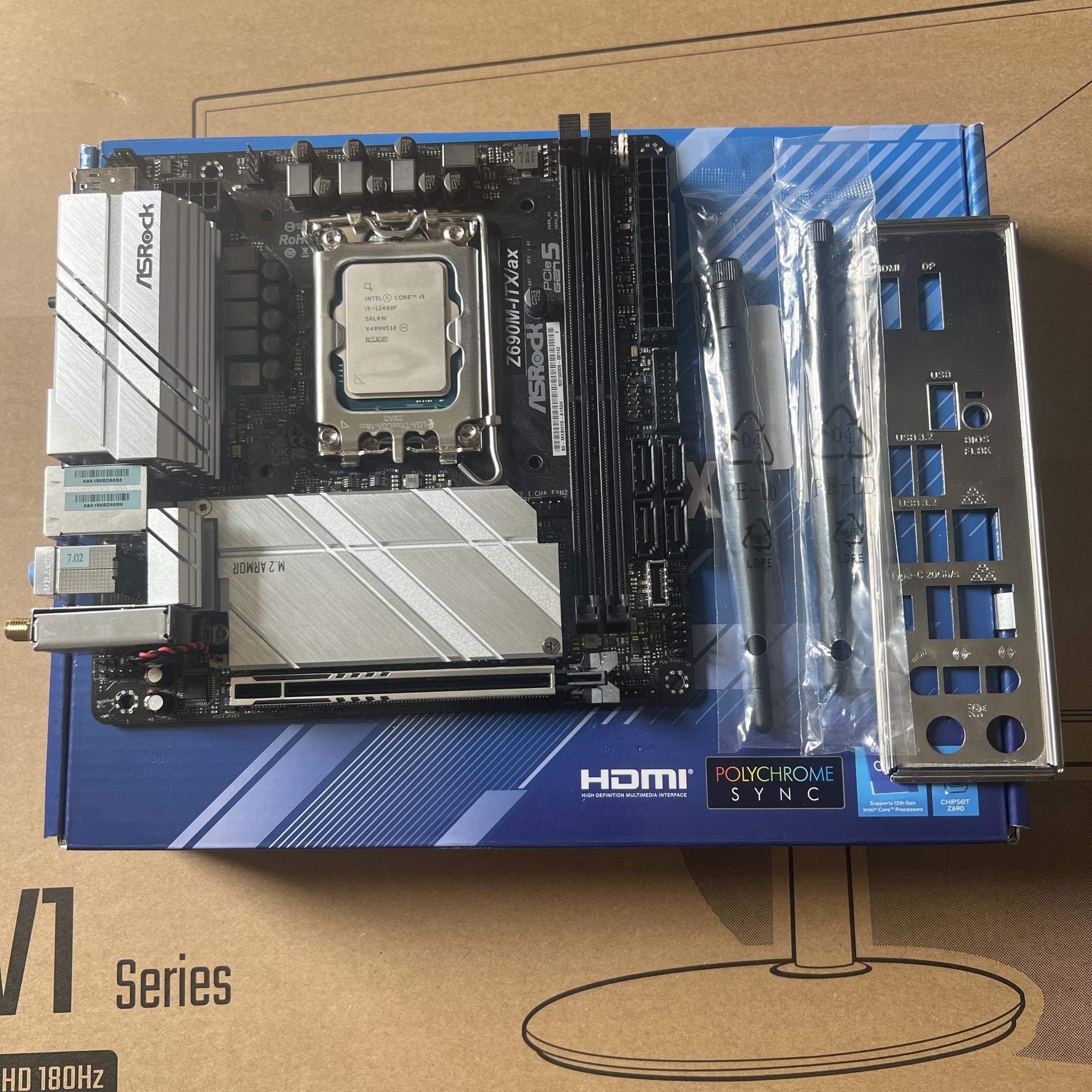 Asrock Z690m-itx/ax DDR4 wifi motherboard and i5 12400f combo (DDR4)